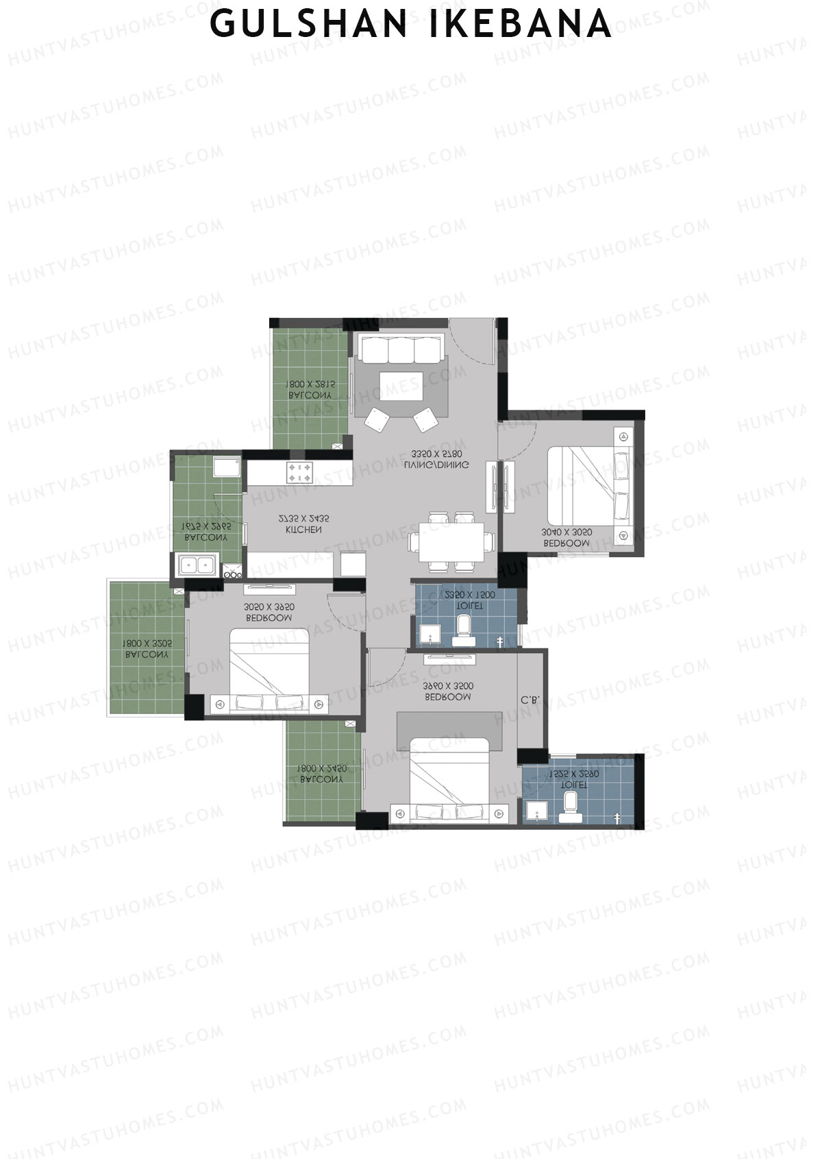 Gulshan Ikebana Tower P Unit 4 (Type A) Floor Plan