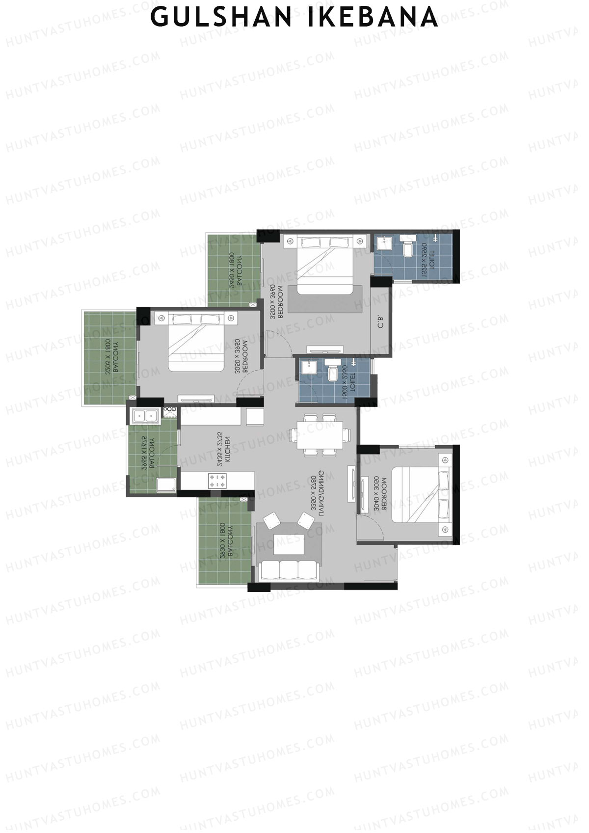 Gulshan Ikebana Tower Q Unit 1 (Type A2) Floor Plan