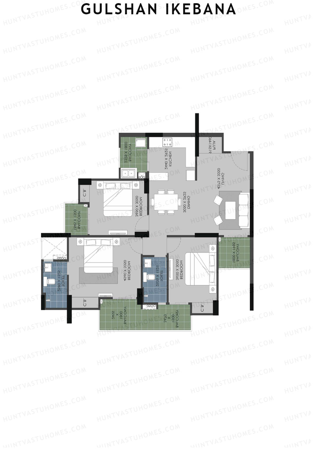 Gulshan Ikebana Tower Q Unit 5 (Type B) Floor Plan