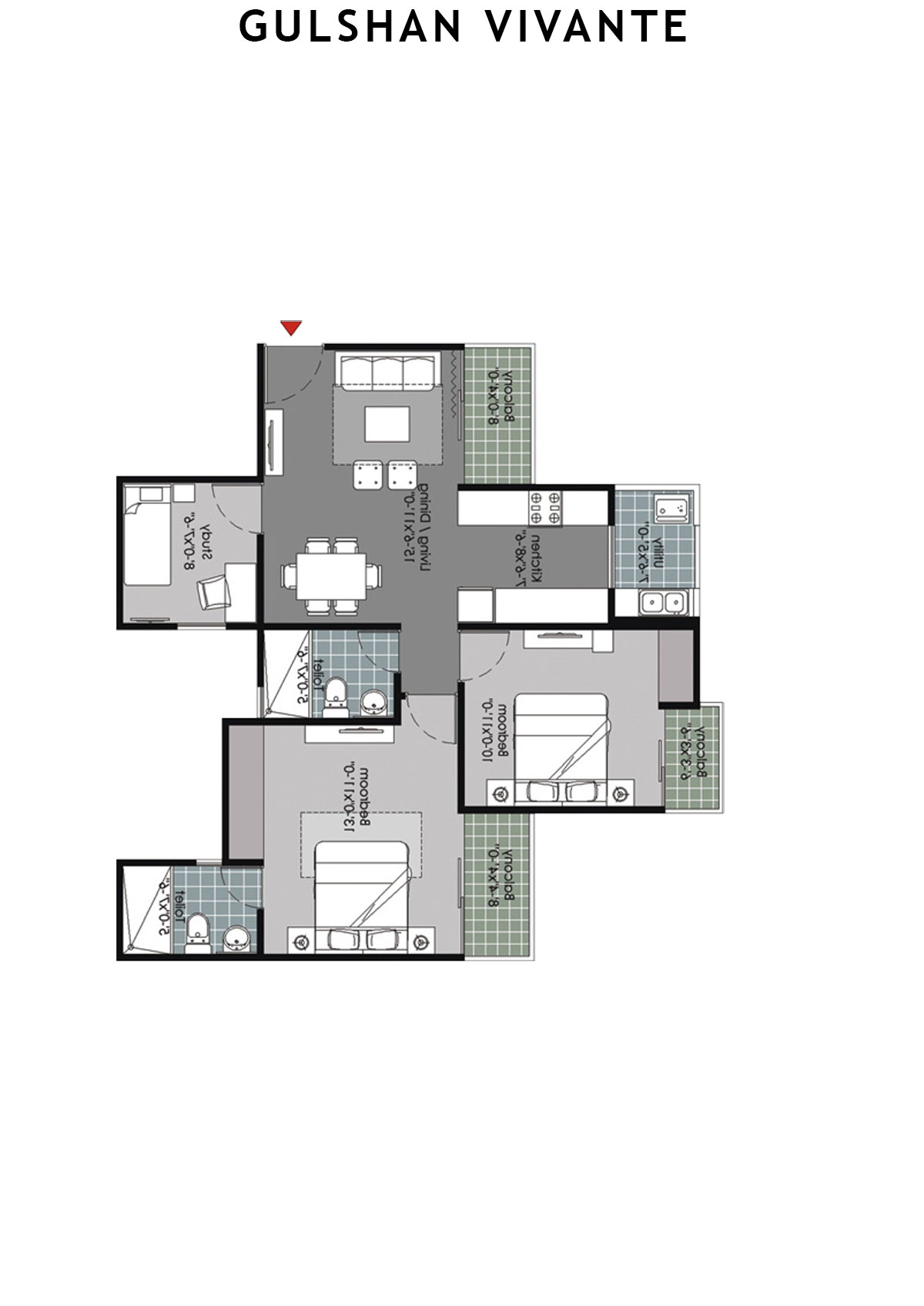 Gulshan Vivante Tower B Unit 1 (Type A) Floor Plan
