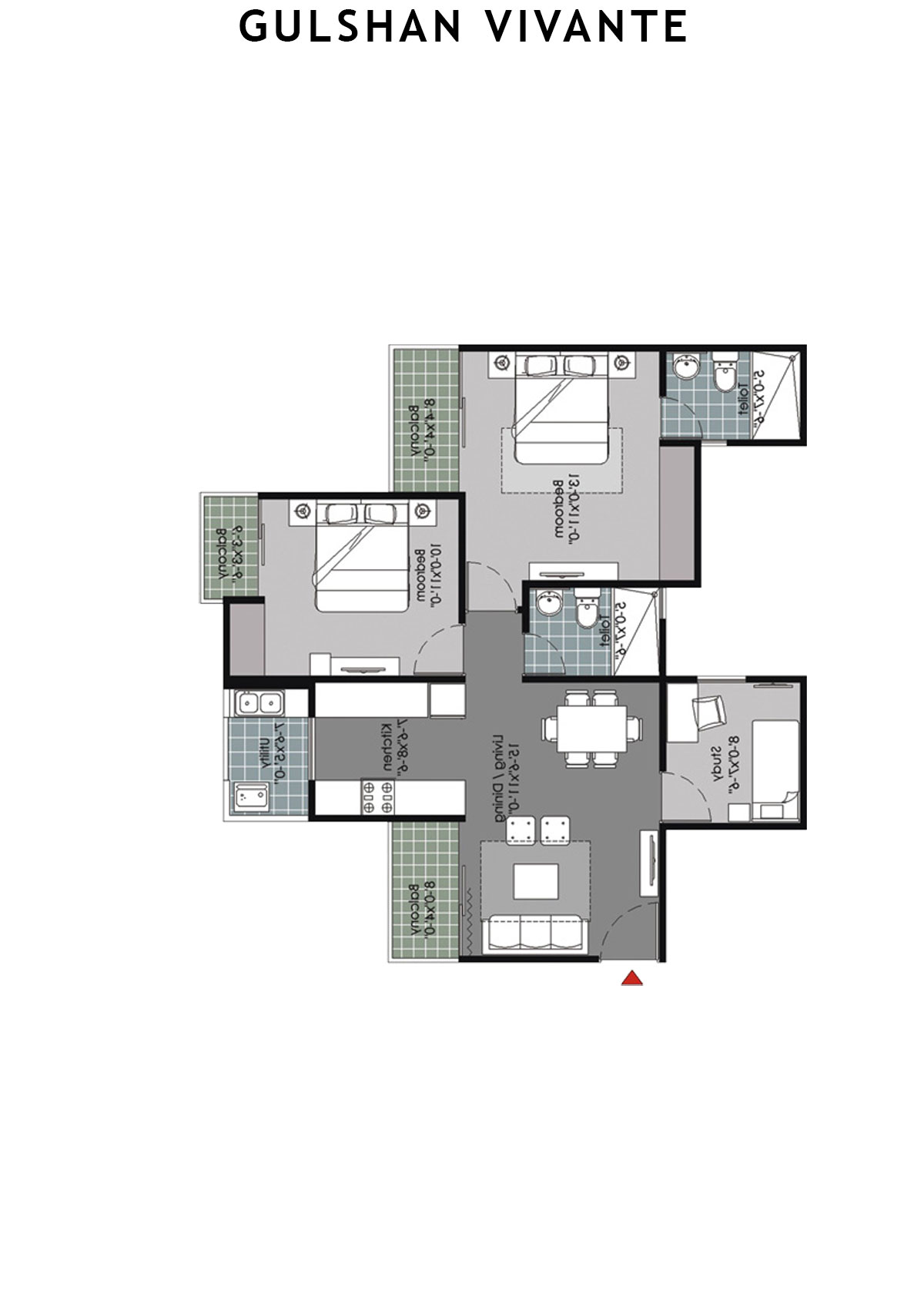 Gulshan Vivante Tower C Unit 3 (Type A) Floor Plan