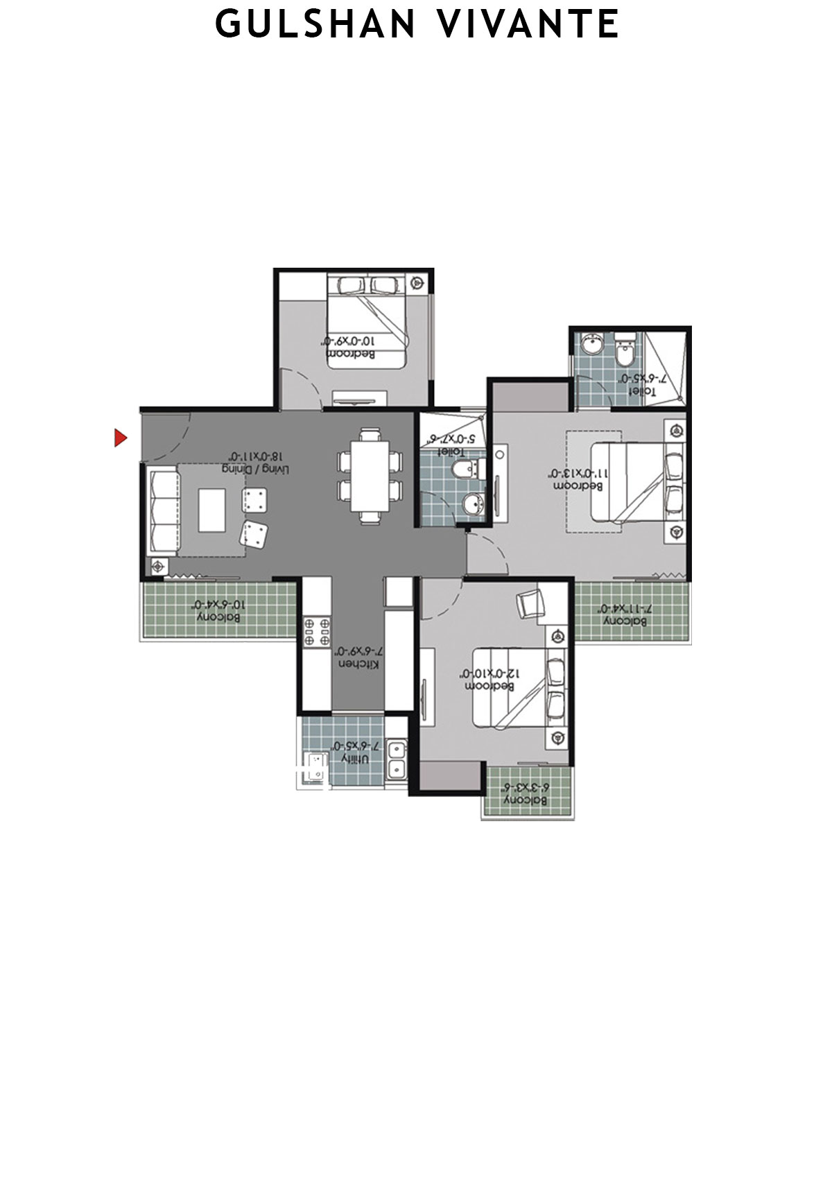 Gulshan Vivante Tower D Unit 6 (Type B) Floor Plan