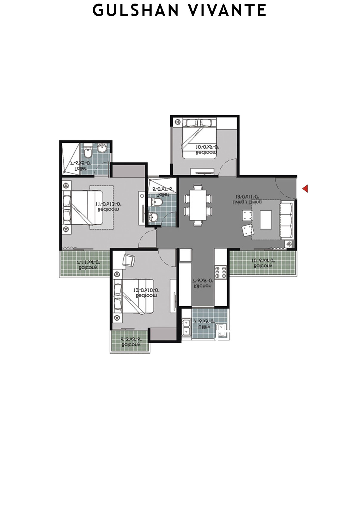 Gulshan Vivante Tower F Unit 1 (Type B) Floor Plan
