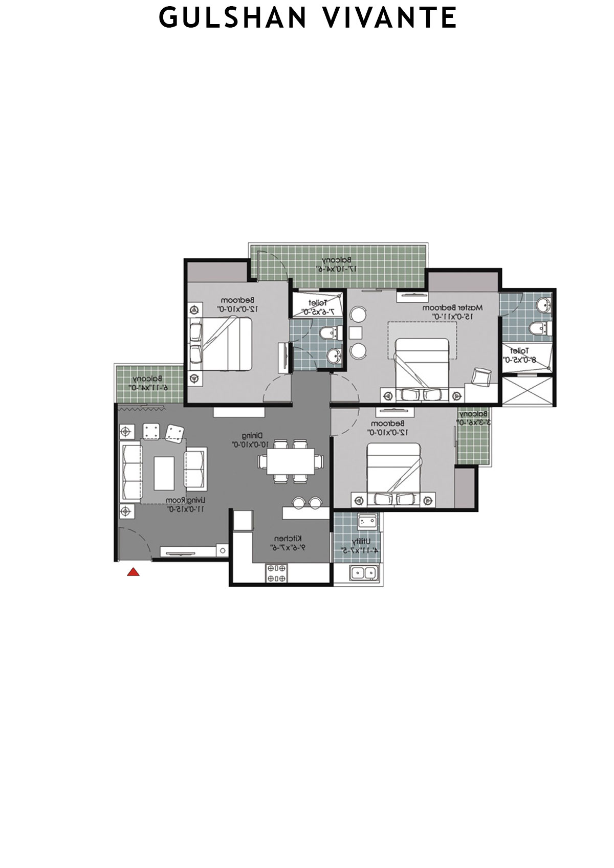 Gulshan Vivante Tower F Unit 3 (Type C) Floor Plan