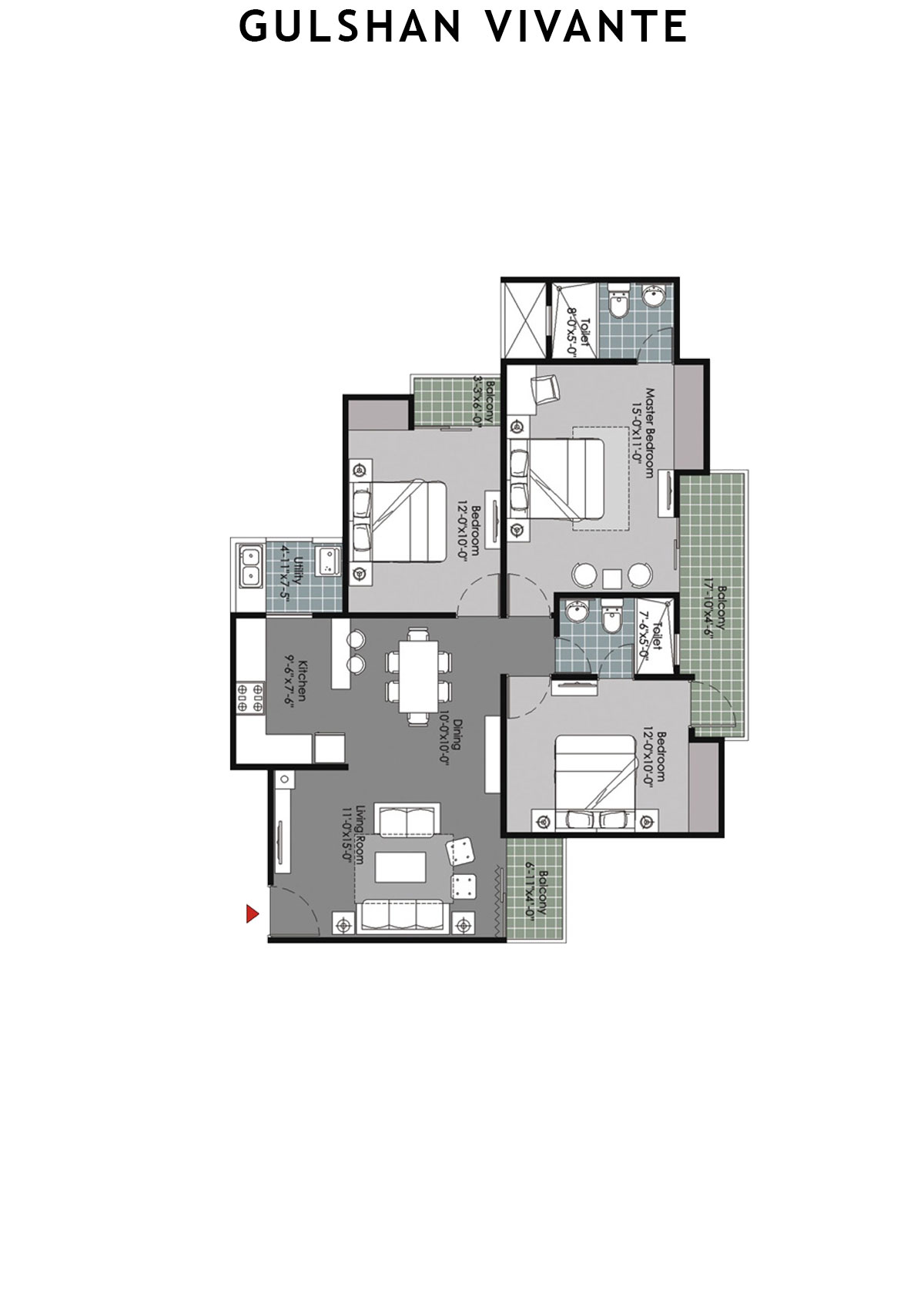 Gulshan Vivante Tower F Unit 4 (Type C) Floor Plan