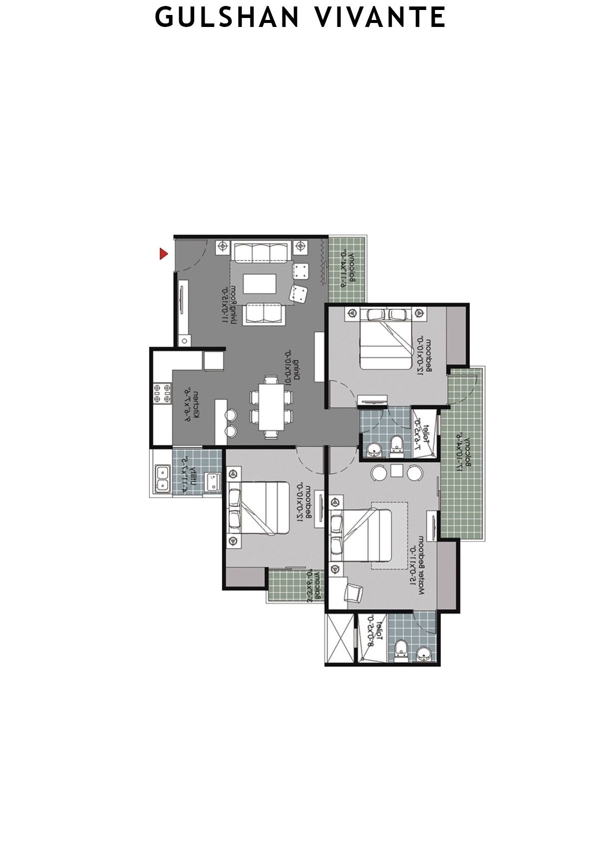 Gulshan Vivante Tower F Unit 5 (Type C) Floor Plan