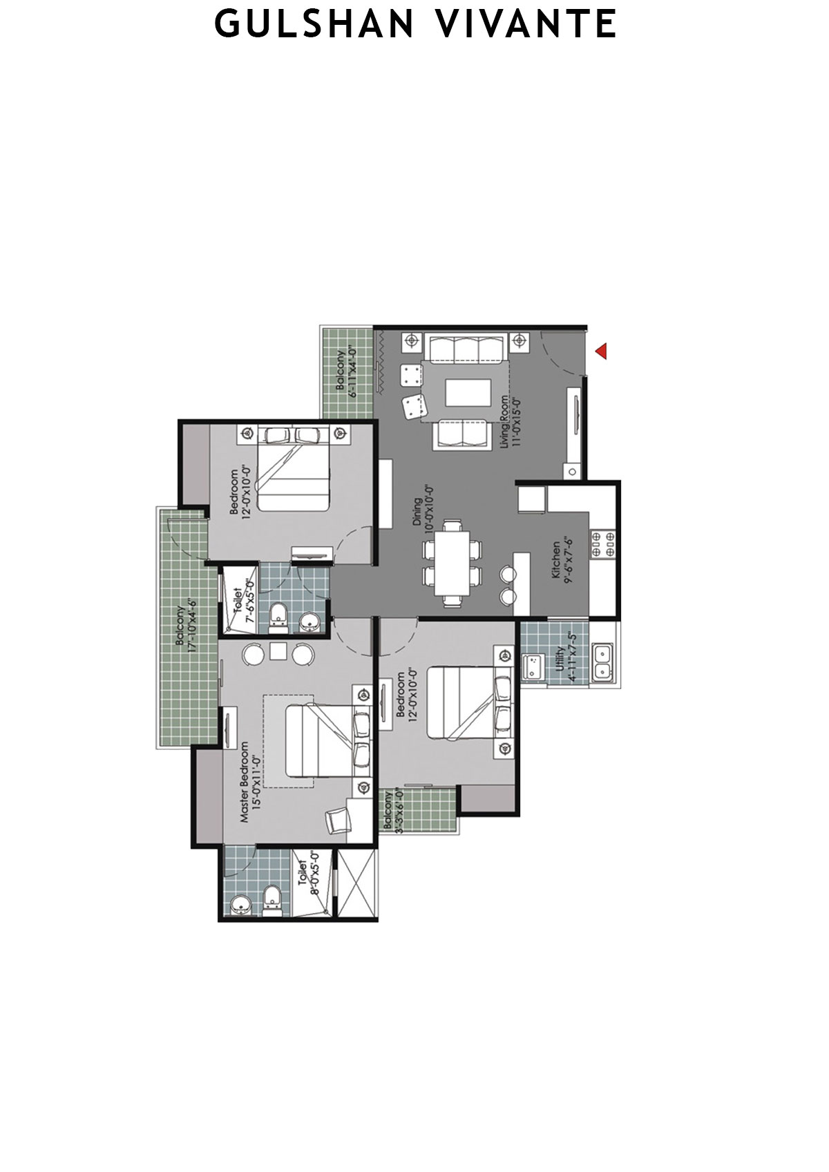 Gulshan Vivante Tower F Unit 6 (Type C) Floor Plan