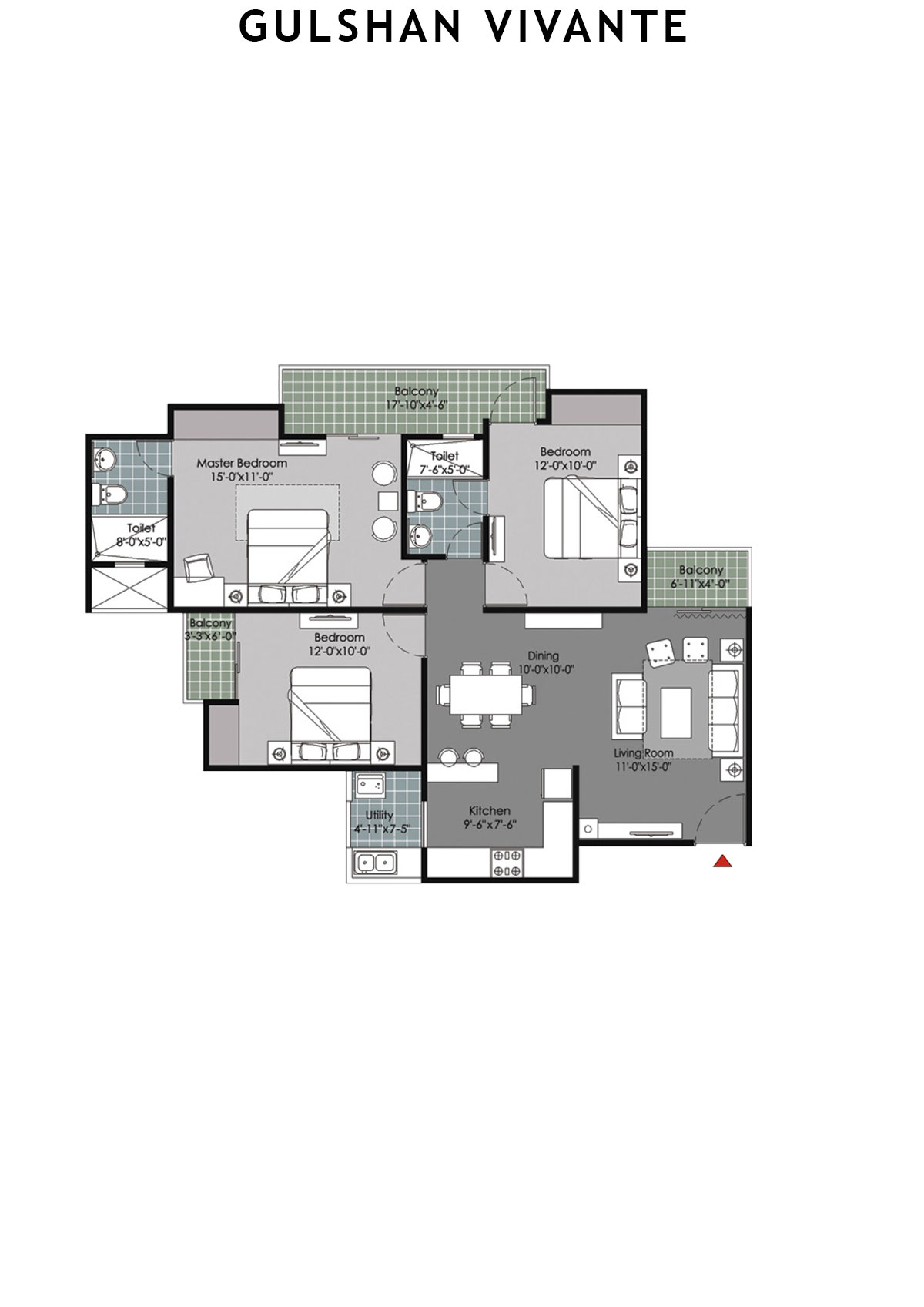 Gulshan Vivante Tower G Unit 1 (Type C) Floor Plan