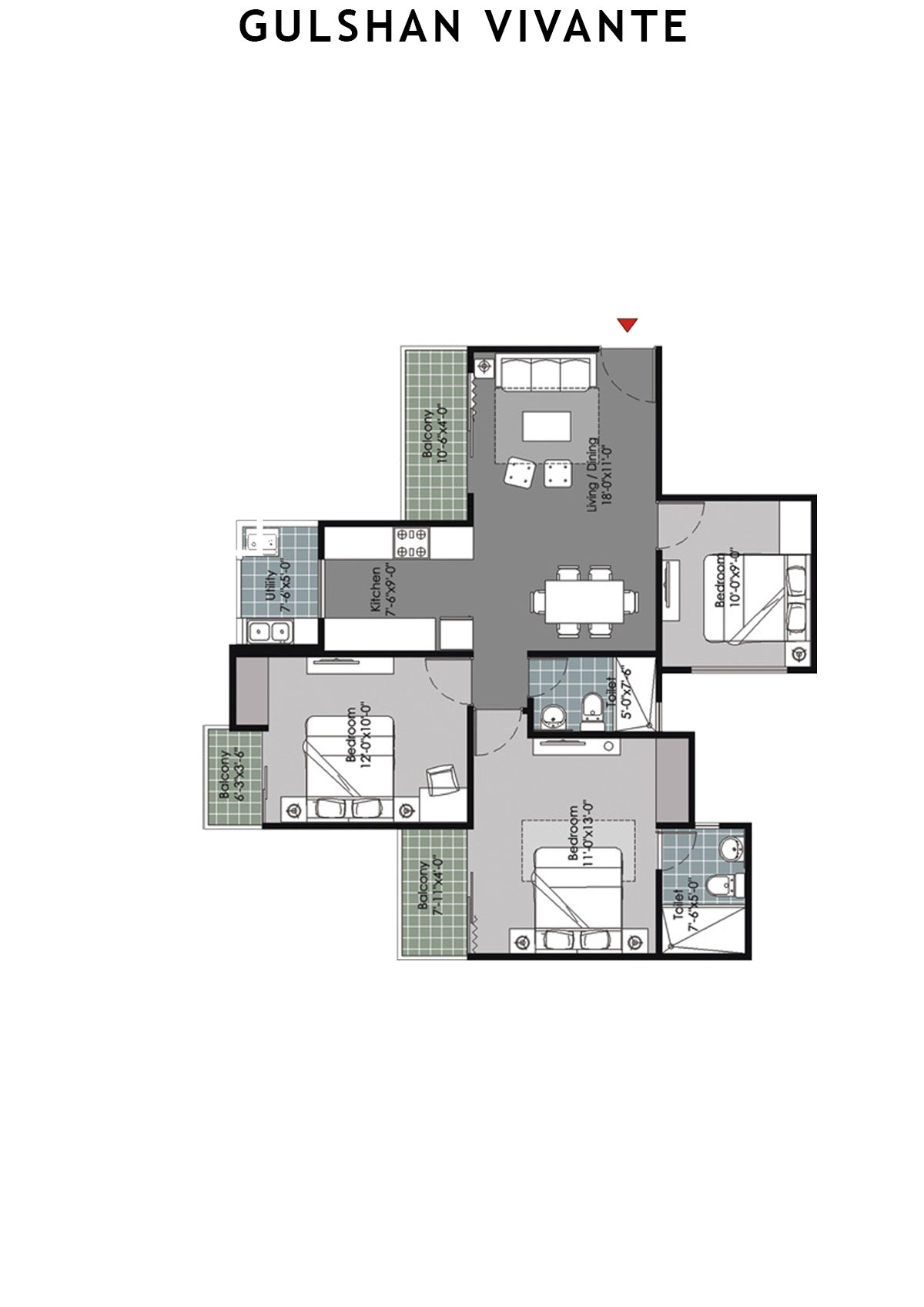 Gulshan Vivante Tower G Unit 5 (Type B) Floor Plan