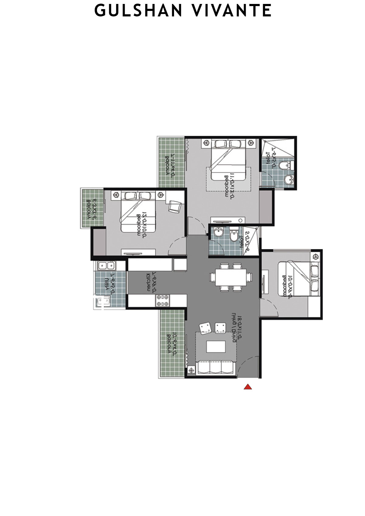 Gulshan Vivante Tower H Unit 1 (Type B) Floor Plan