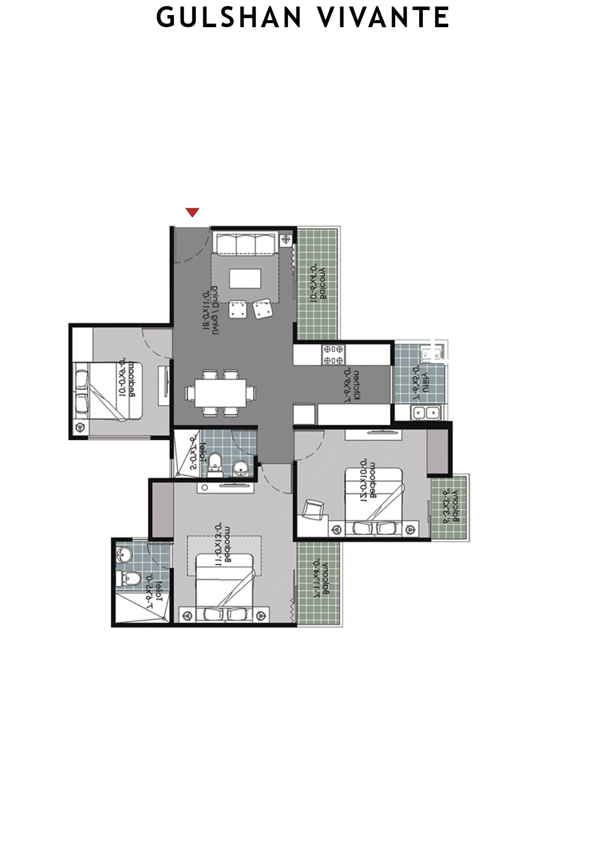 Gulshan Vivante Tower H Unit 3 (Type B) Floor Plan