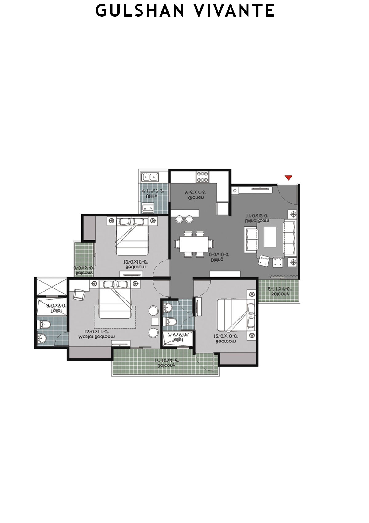 Gulshan Vivante Tower I Unit 5 (Type C) Floor Plan
