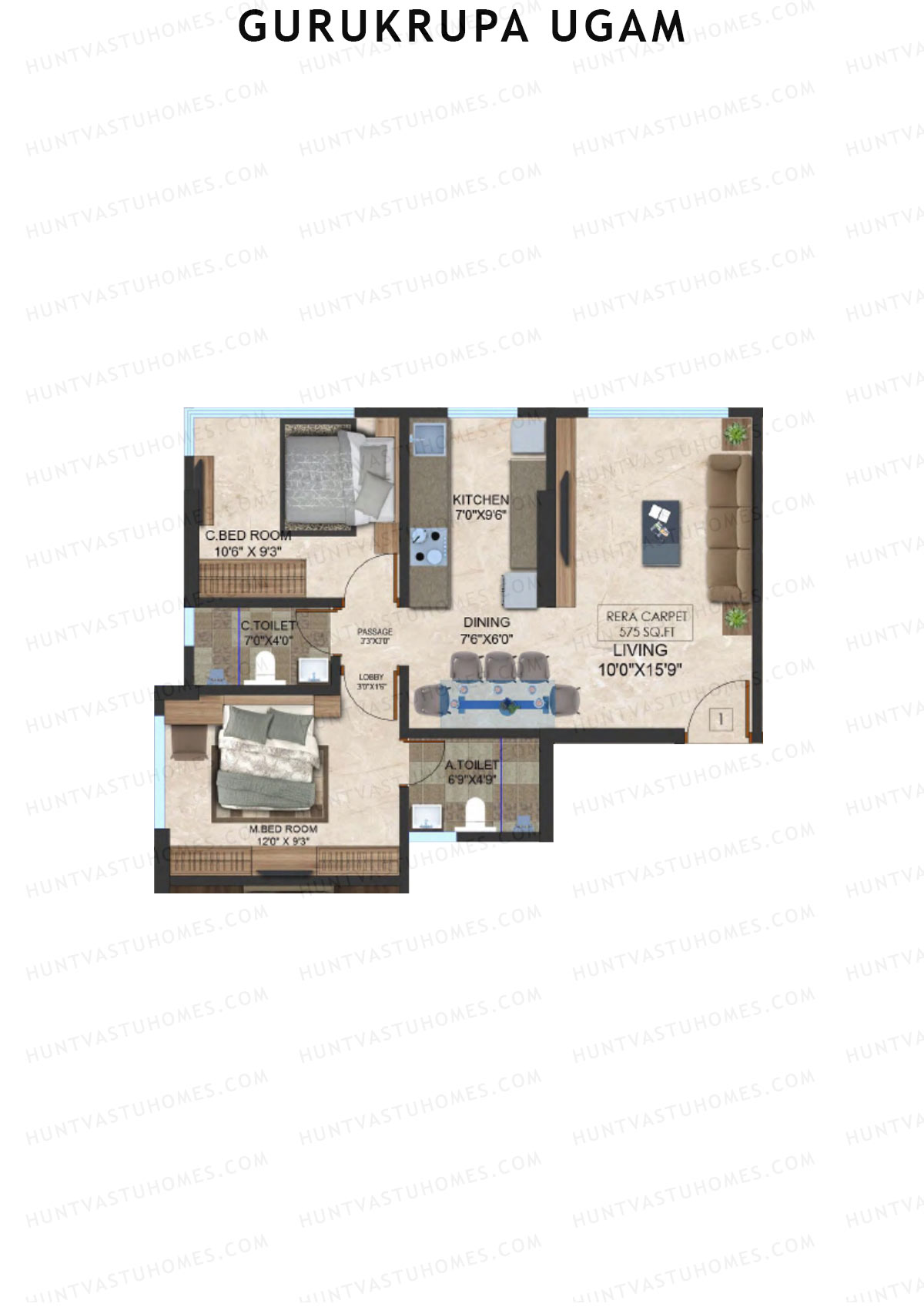Gurukrupa Ugam Wing A Unit 1 Floor Plan