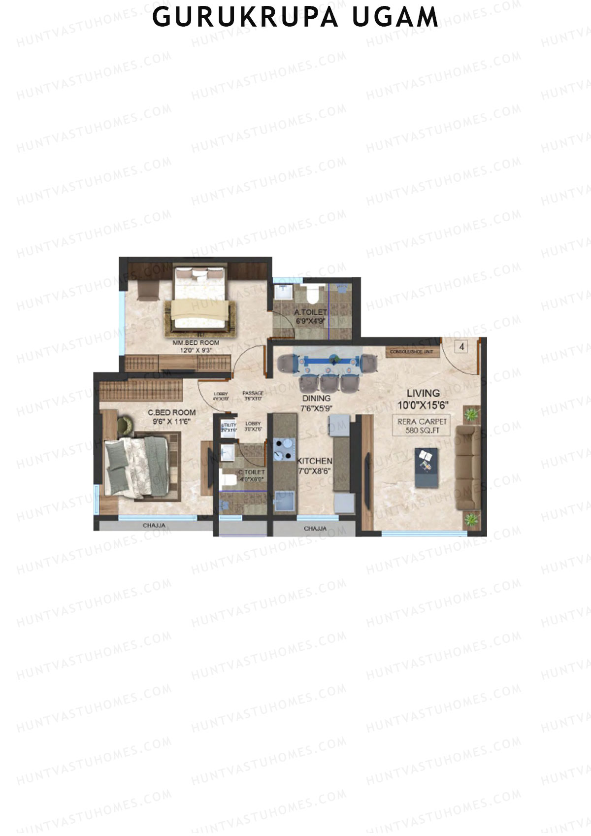 Gurukrupa Ugam Wing A Unit 4 Floor Plan