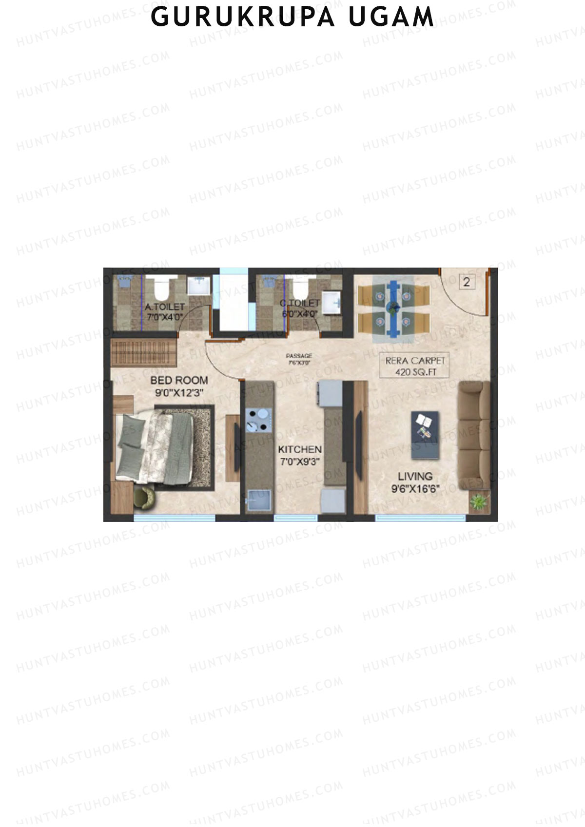 Gurukrupa Ugam Wing B Unit 2 Floor Plan