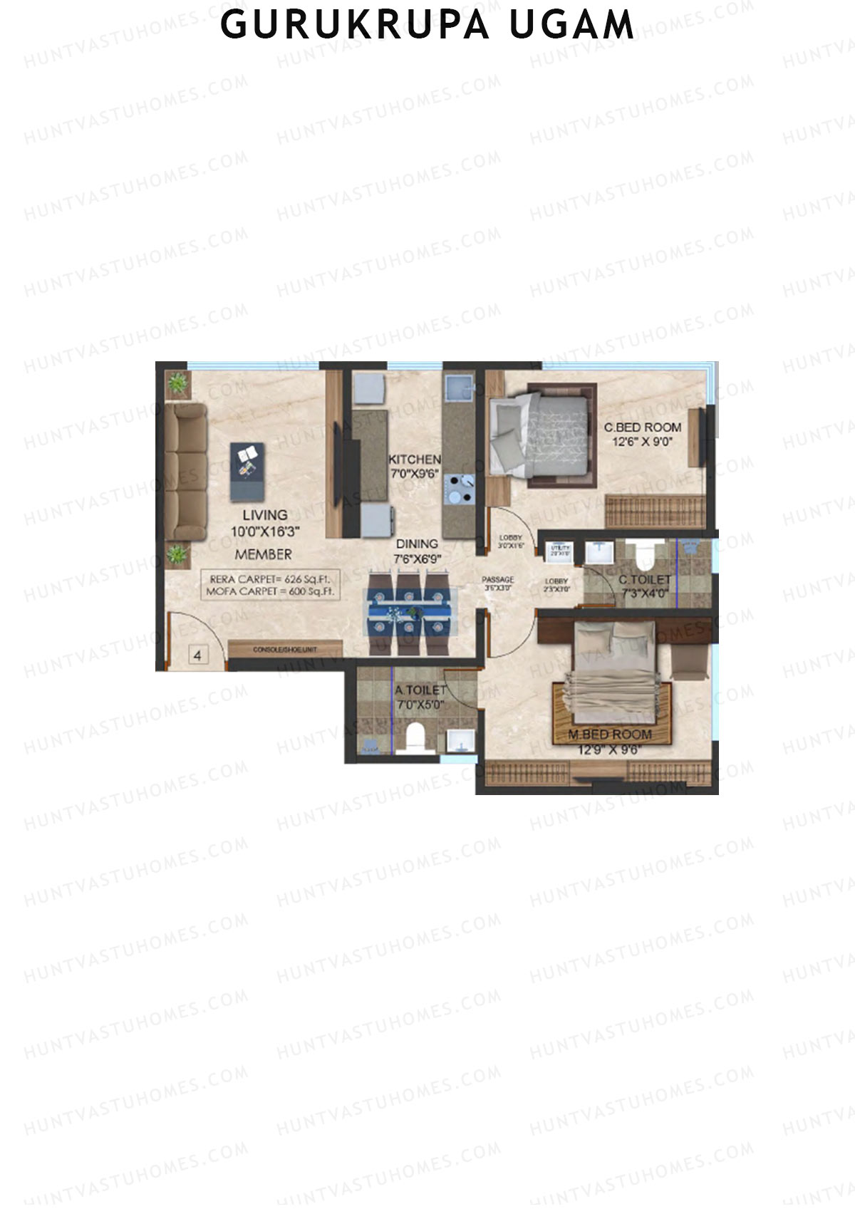 Gurukrupa Ugam Wing B Unit 4 Floor Plan