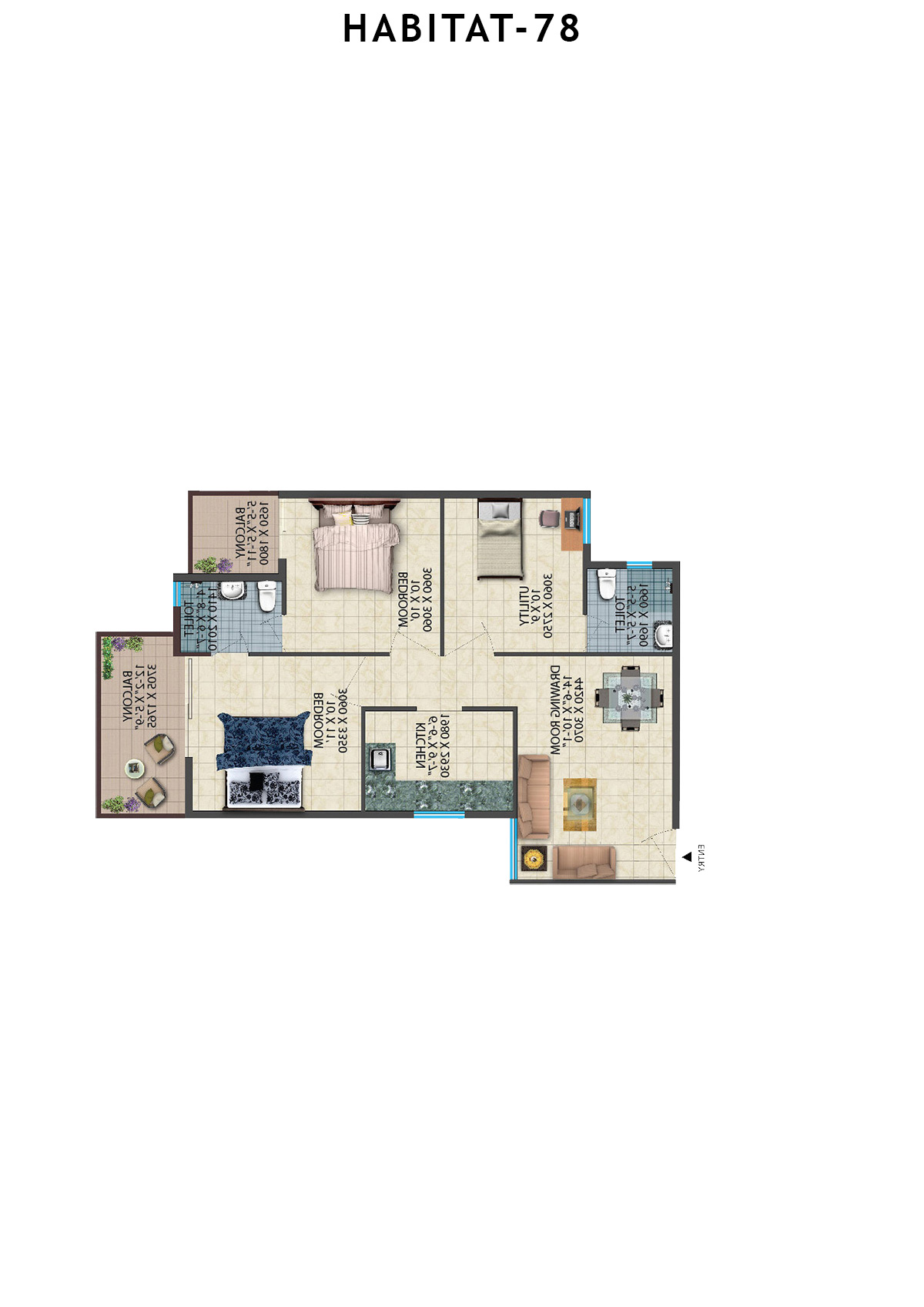 Habitat 78 Tower A1 Unit 2 Floor Plan