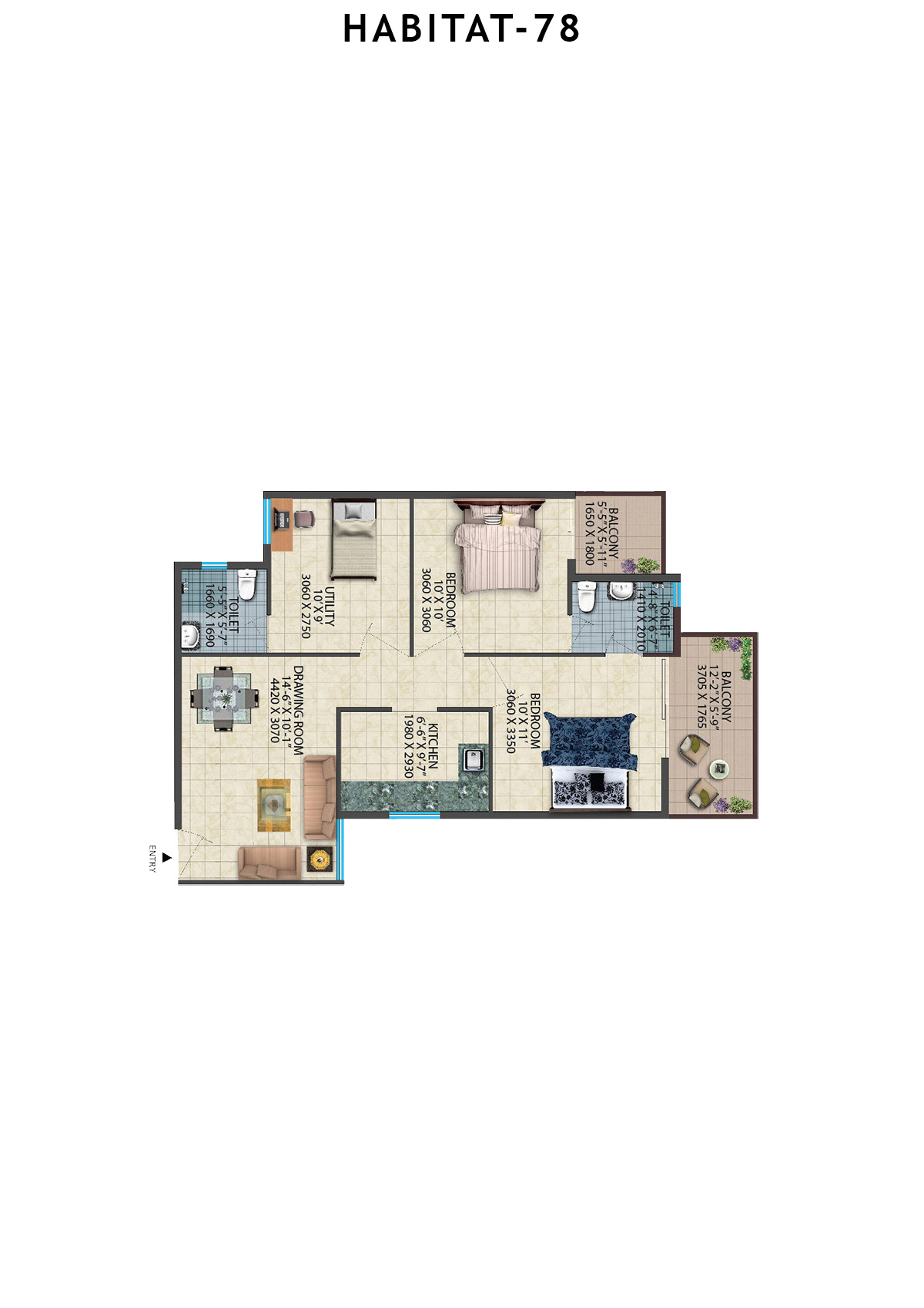 Habitat 78 Tower A1 Unit 3 Floor Plan