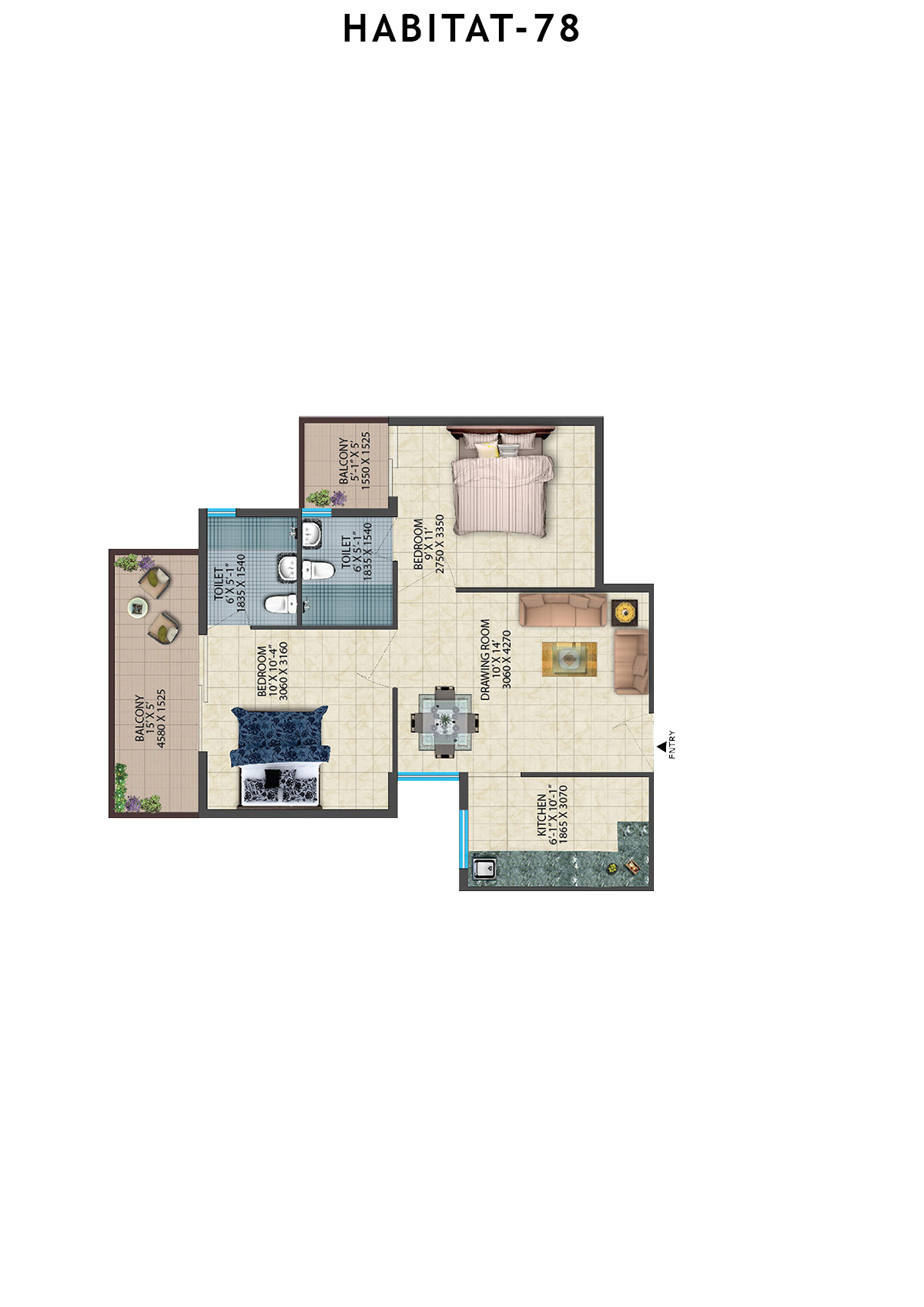Habitat 78 Tower A1 Unit 8 Floor Plan