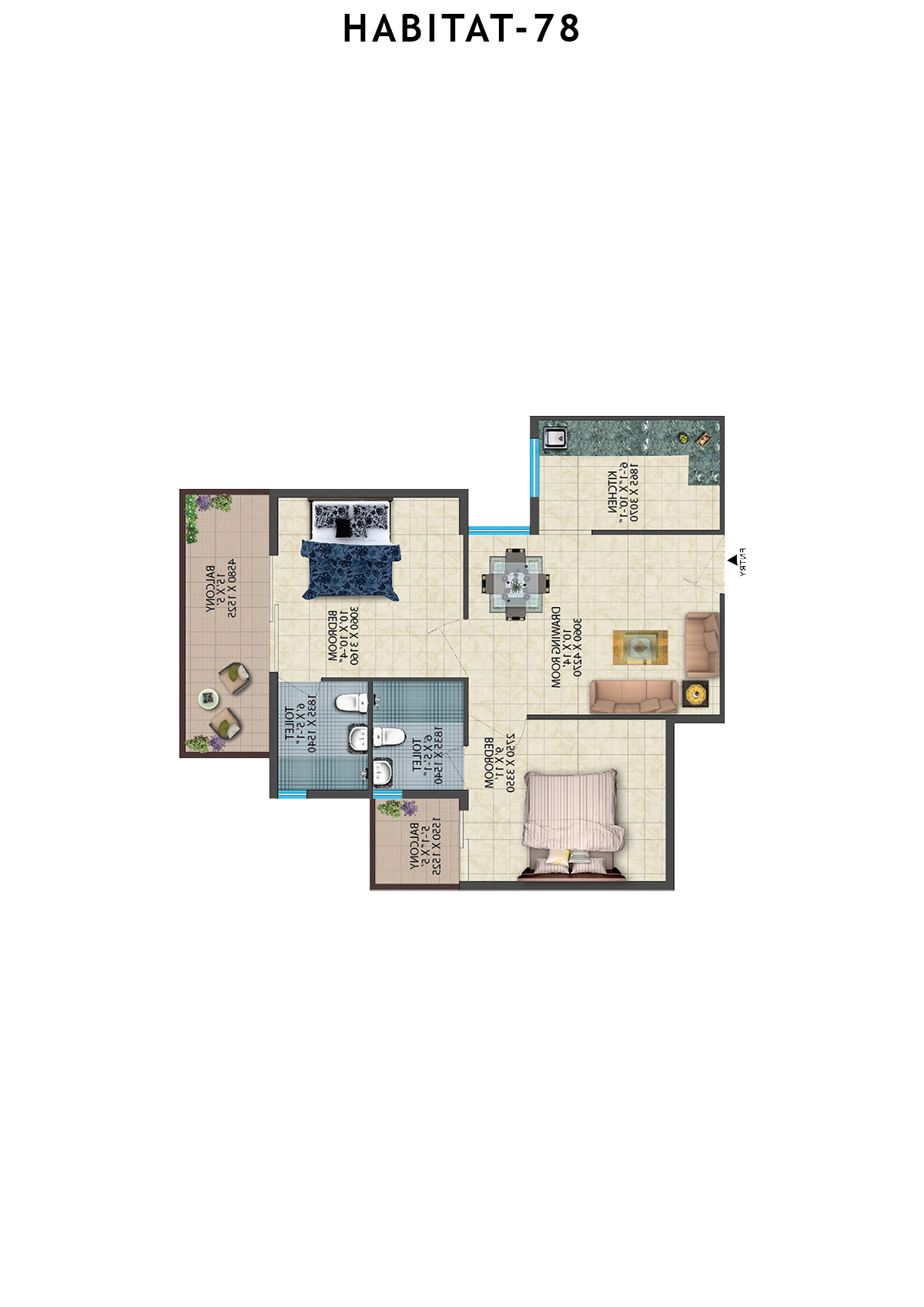 Habitat 78 Tower A2 Unit 1 Floor Plan
