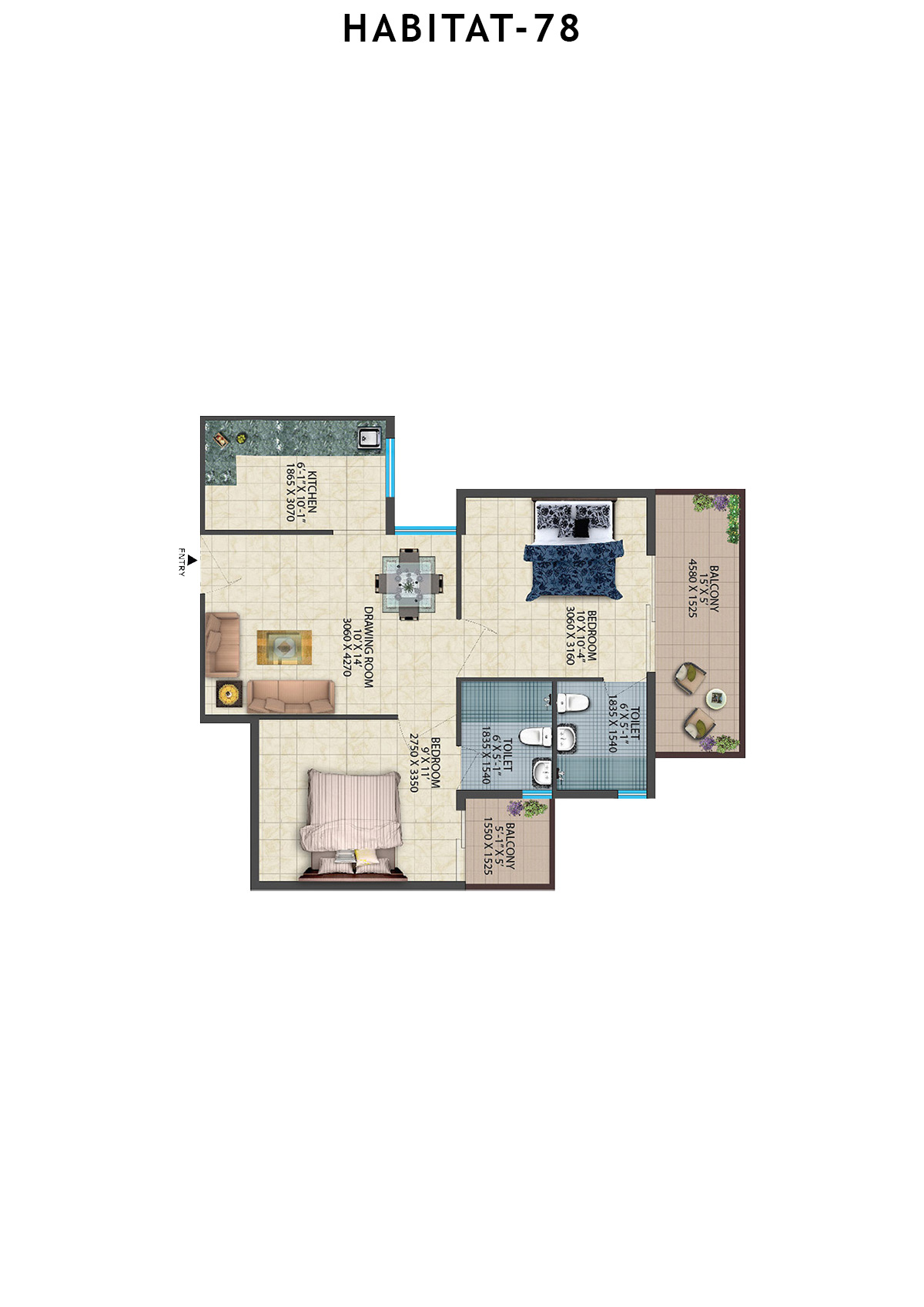 Habitat 78 Tower B1 Unit 8 Floor Plan