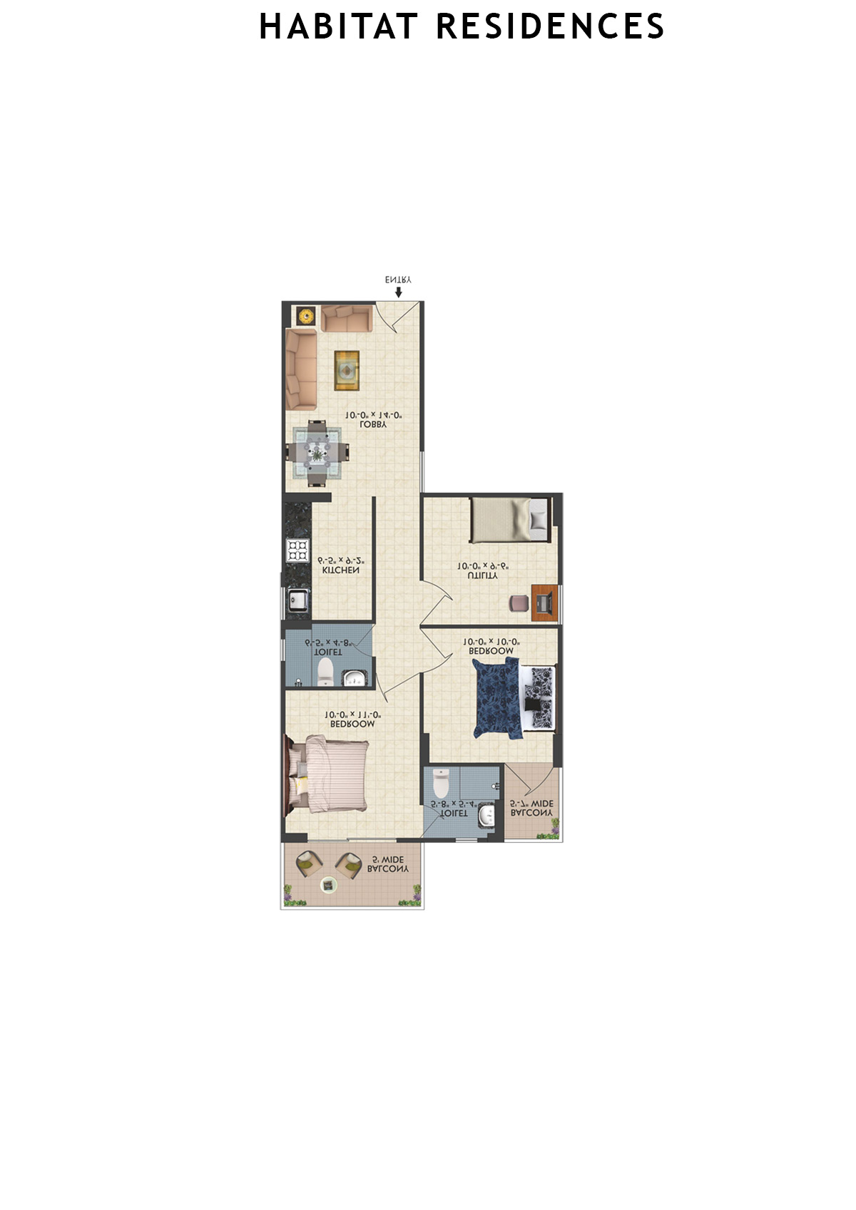 Habitat Residences Tower D1 Unit 5 (Type  1) Floor Plan