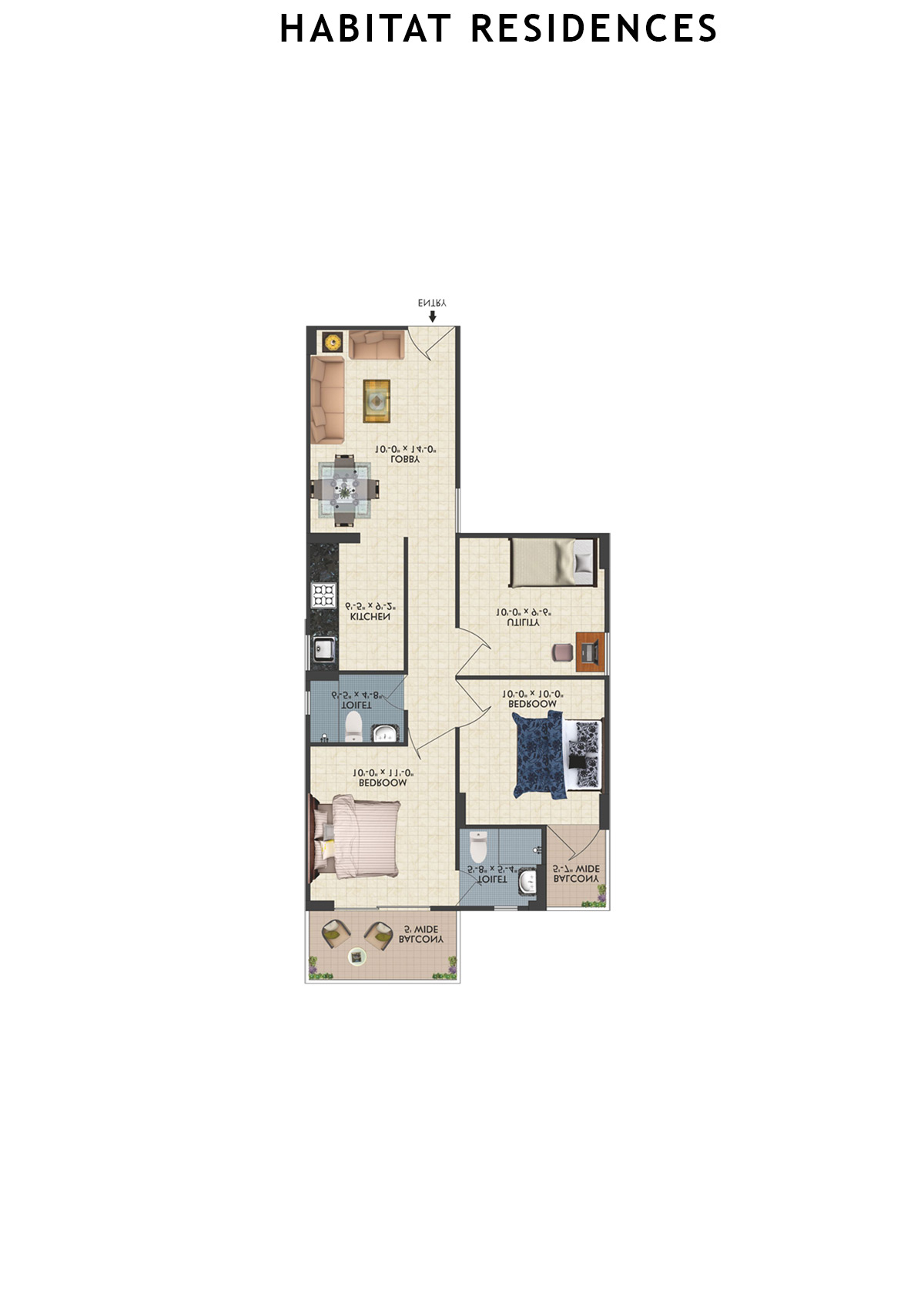 Habitat Residences Tower D7 Unit 5 (Type  1) Floor Plan