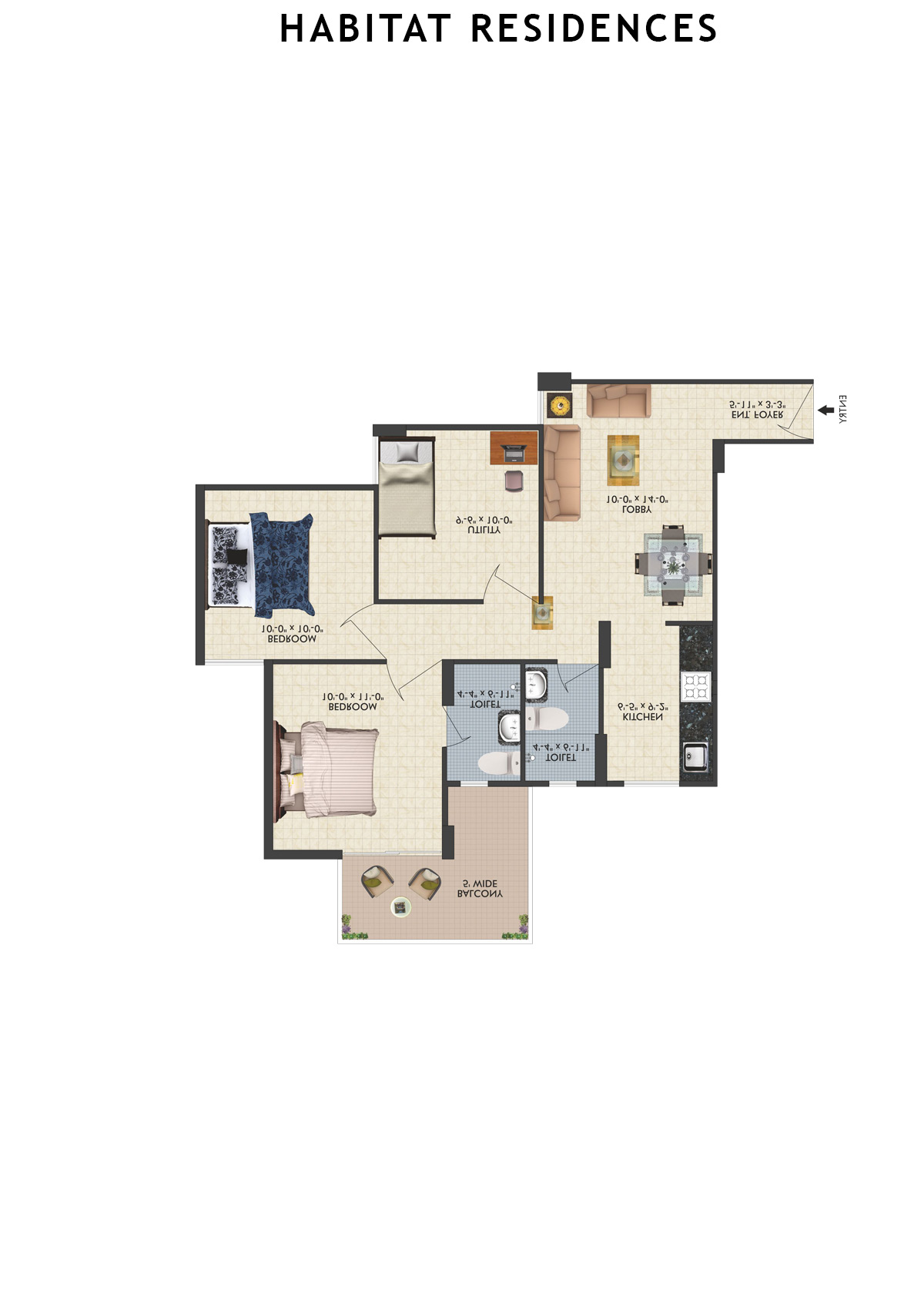Habitat Residences Tower D7 Unit 6 (Type  2) Floor Plan