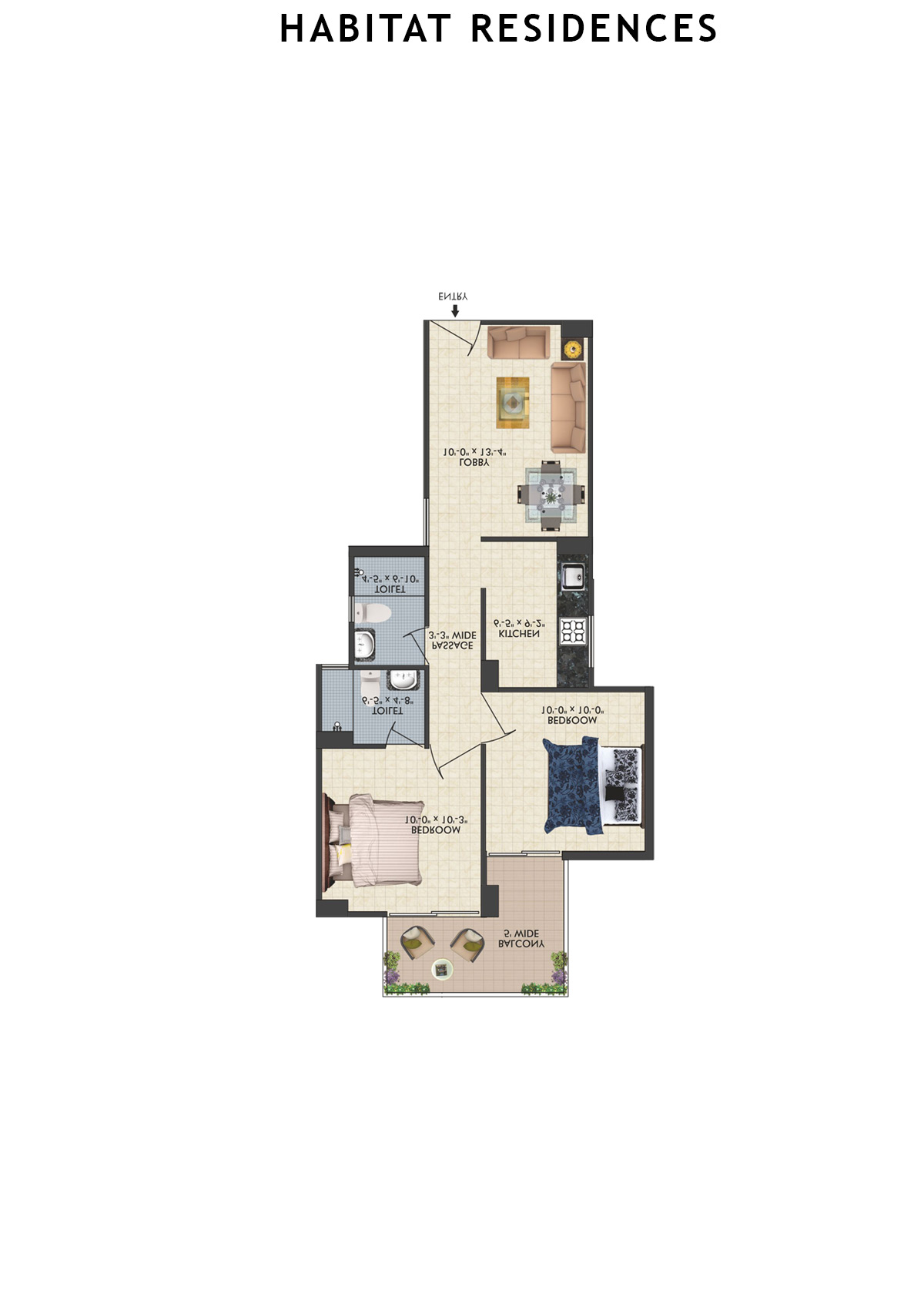 Habitat Residences Tower E Unit 4 (Type  1) Floor Plan