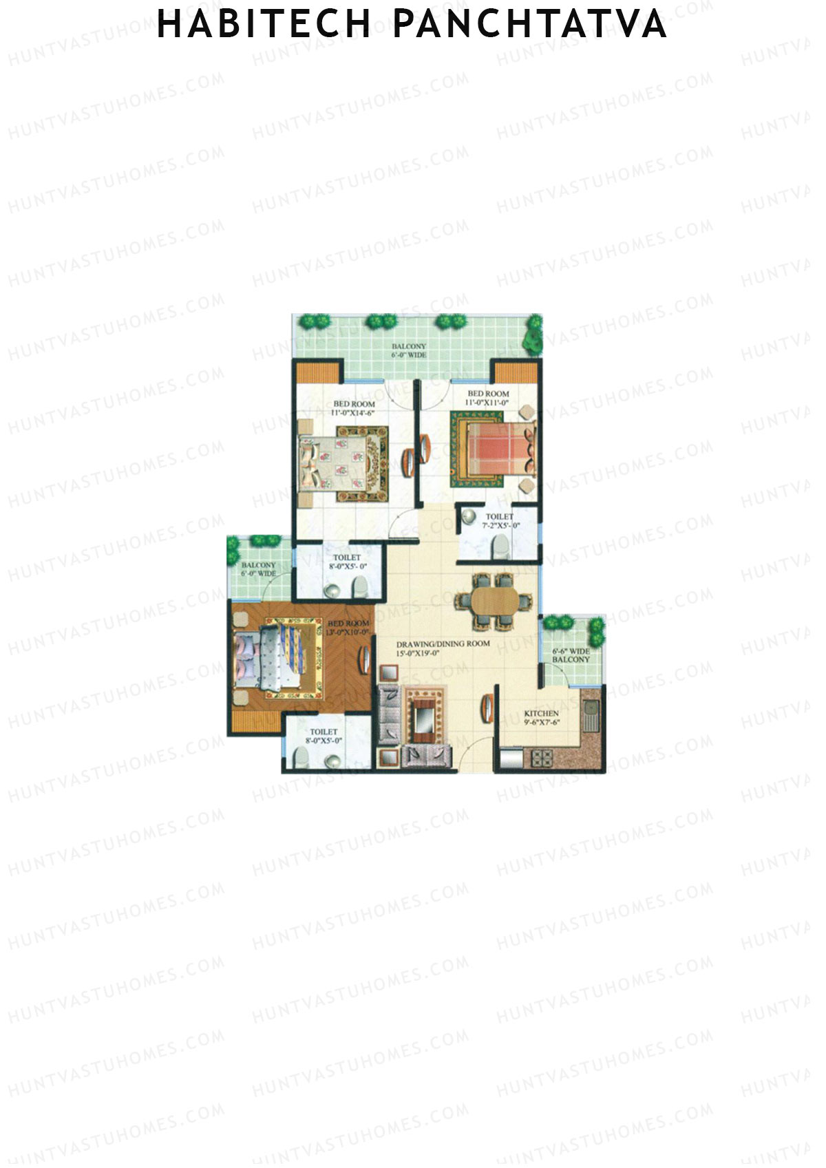 Habitech Panchtatva Tower A5 Unit 1 (Type B) Floor Plan