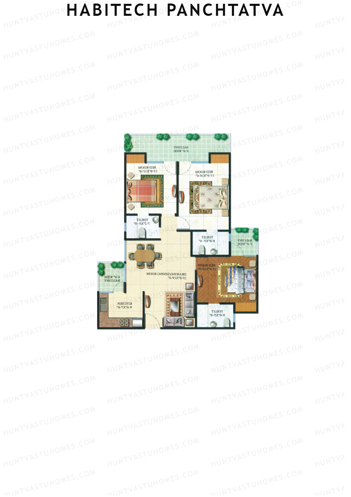 Habitech Panchtatva Tower A7 Unit 2 (Type B) Floor Plan