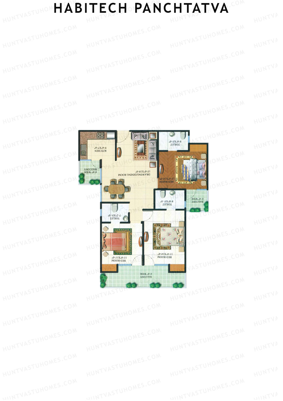 Habitech Panchtatva Tower A7 Unit 3 (Type B) Floor Plan