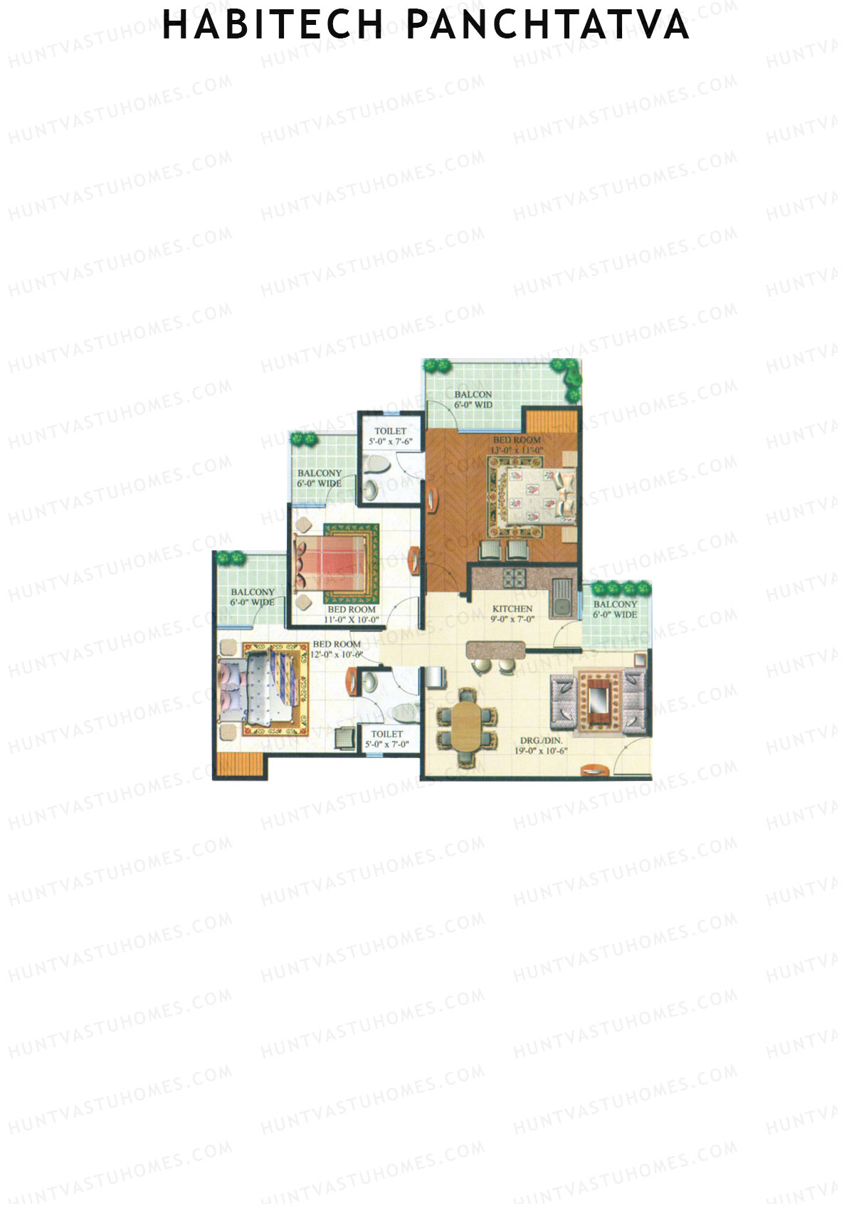 Habitech Panchtatva Tower A8 Unit 1 Floor Plan