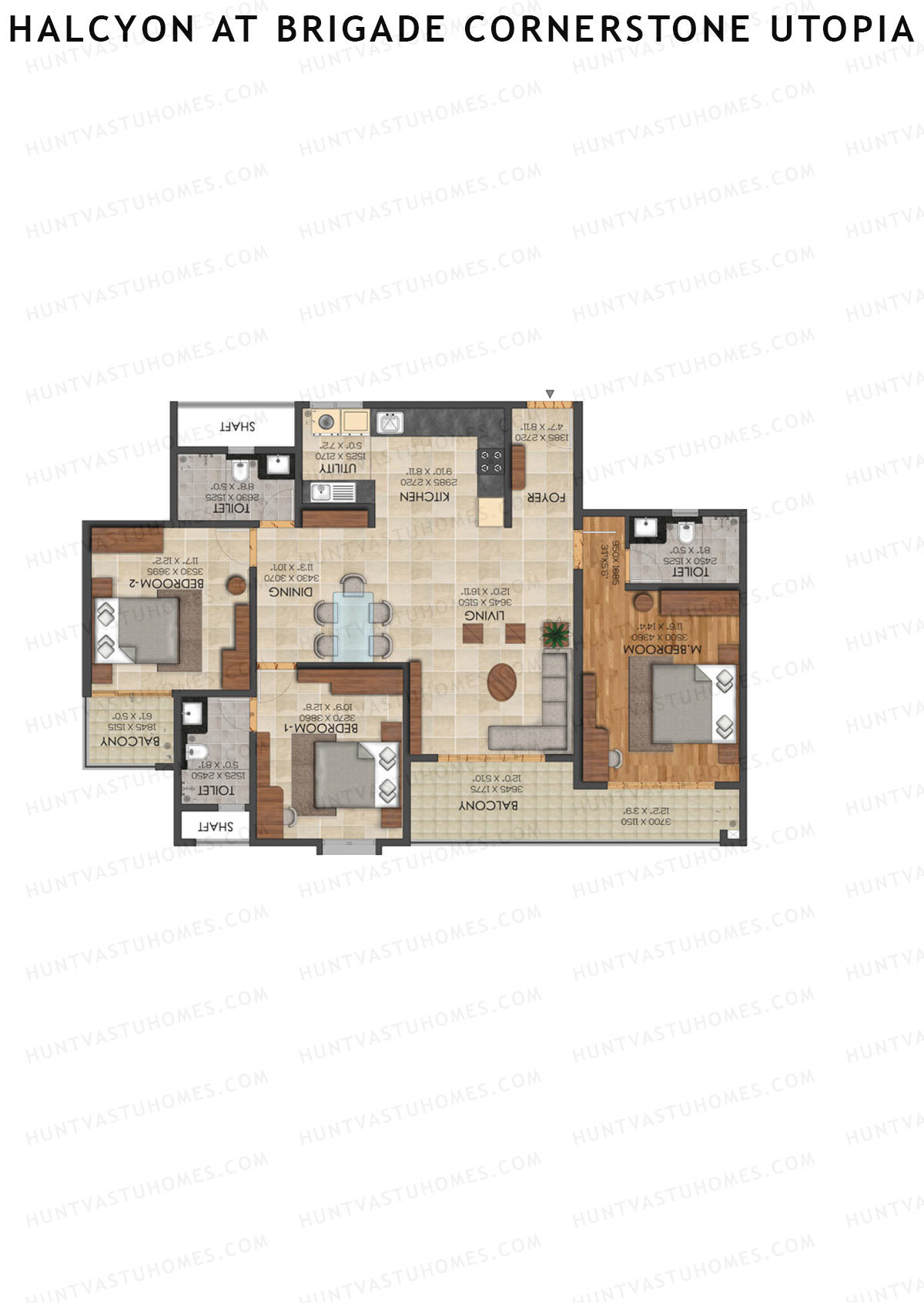 Halcyon At Brigade Cornerstone Utopia, Tower I, Unit 1, 3BHK, Super Area 1824   sq ft 