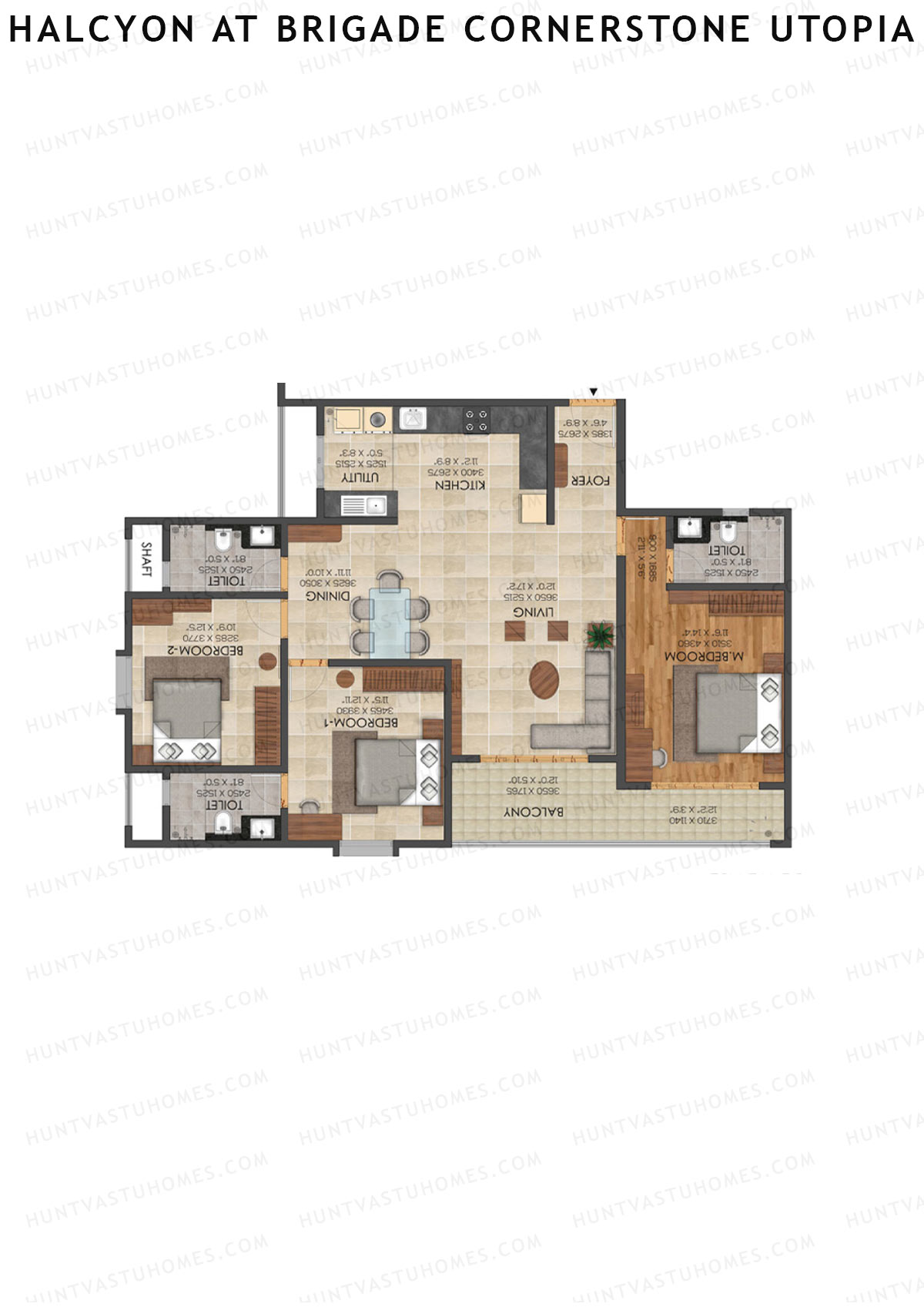 Halcyon At Brigade Cornerstone Utopia, Tower J, Unit 10, 3BHK, Super Area 1798   sq ft 