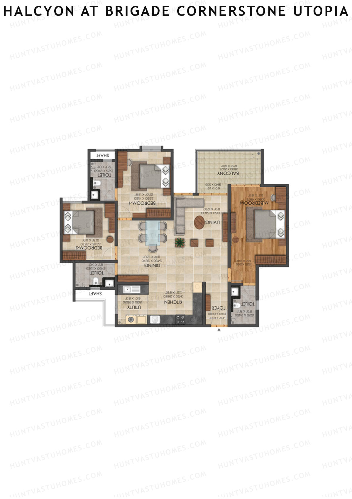 Halcyon At Brigade Cornerstone Utopia, Tower J, Unit 7, 3BHK, Super Area 1821   sq ft 