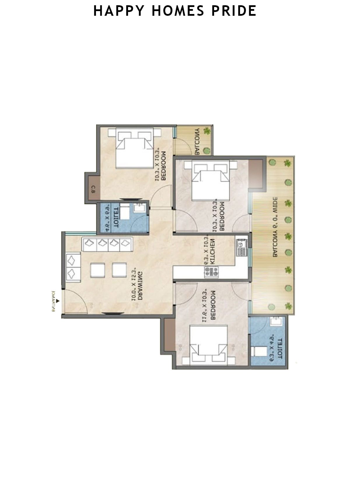 Happy Homes Pride Tower 8 Unit 1 Floor Plan