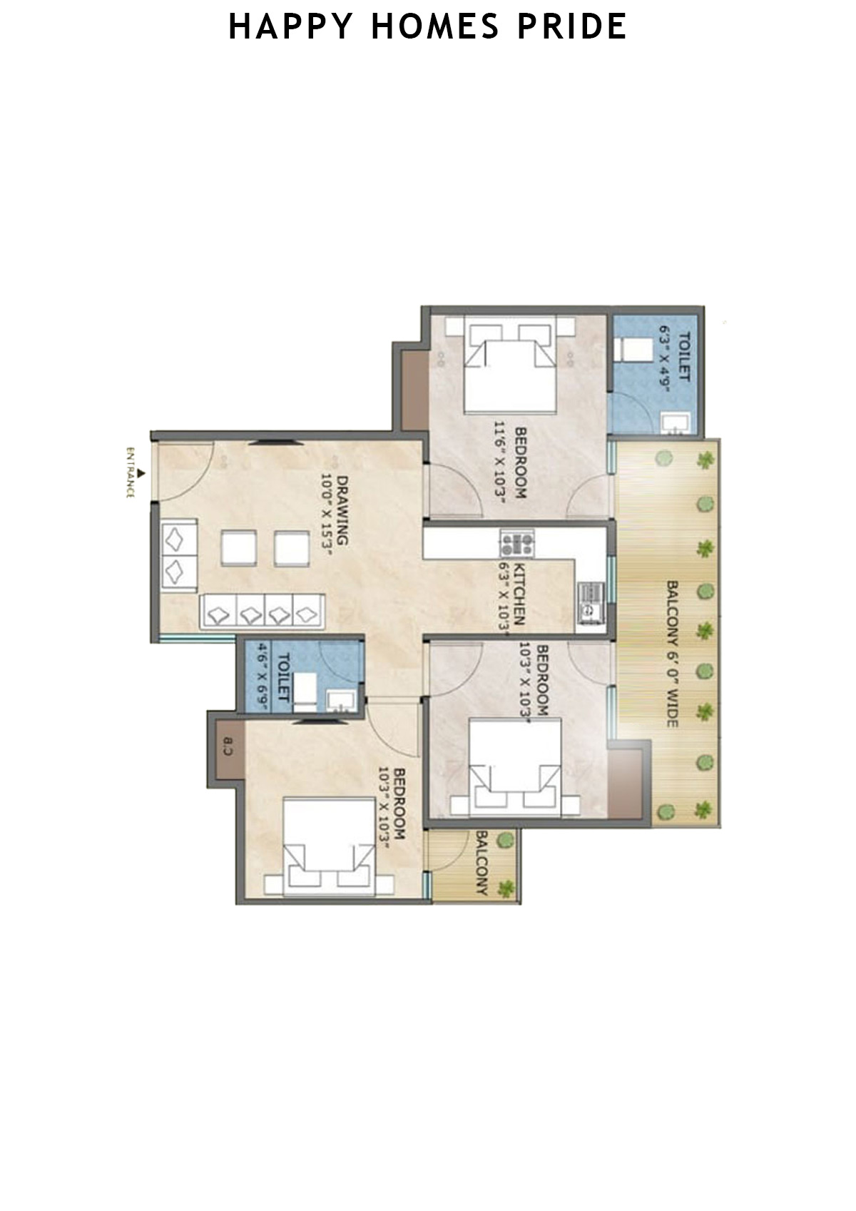 Happy Homes Pride Tower 8 Unit 2 Floor Plan