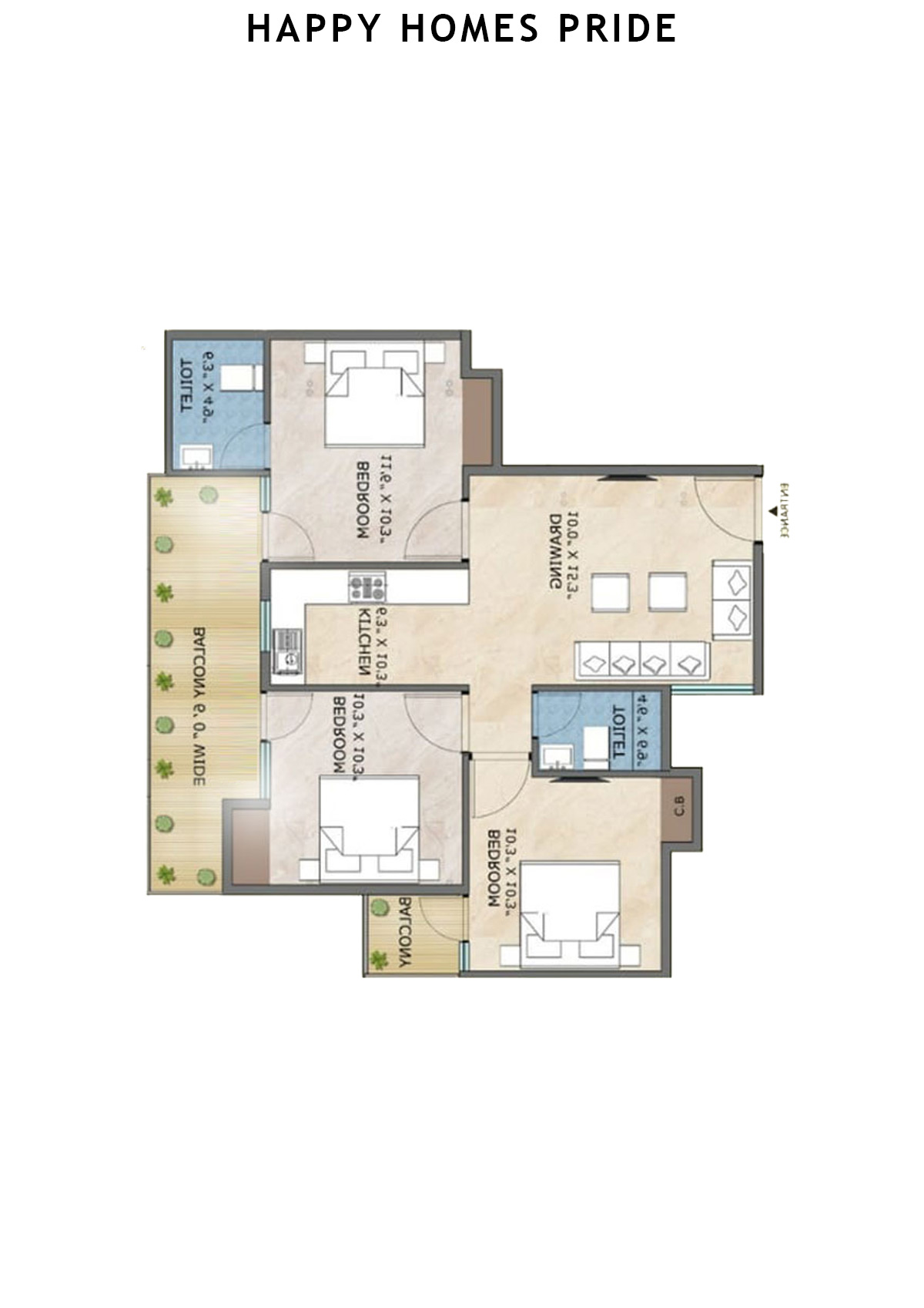 Happy Homes Pride Tower 8 Unit 3 Floor Plan