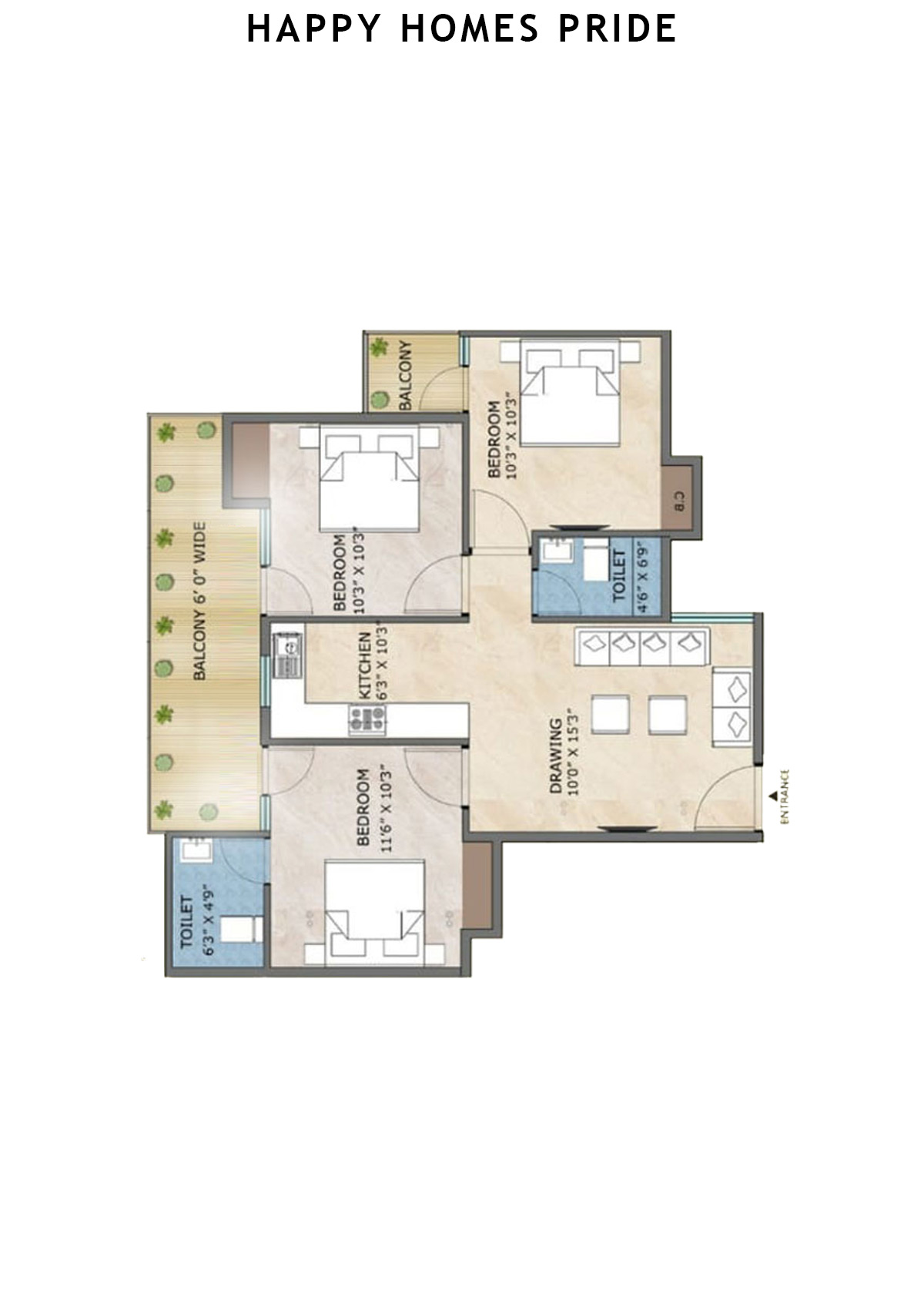Happy Homes Pride Tower 8 Unit 4 Floor Plan