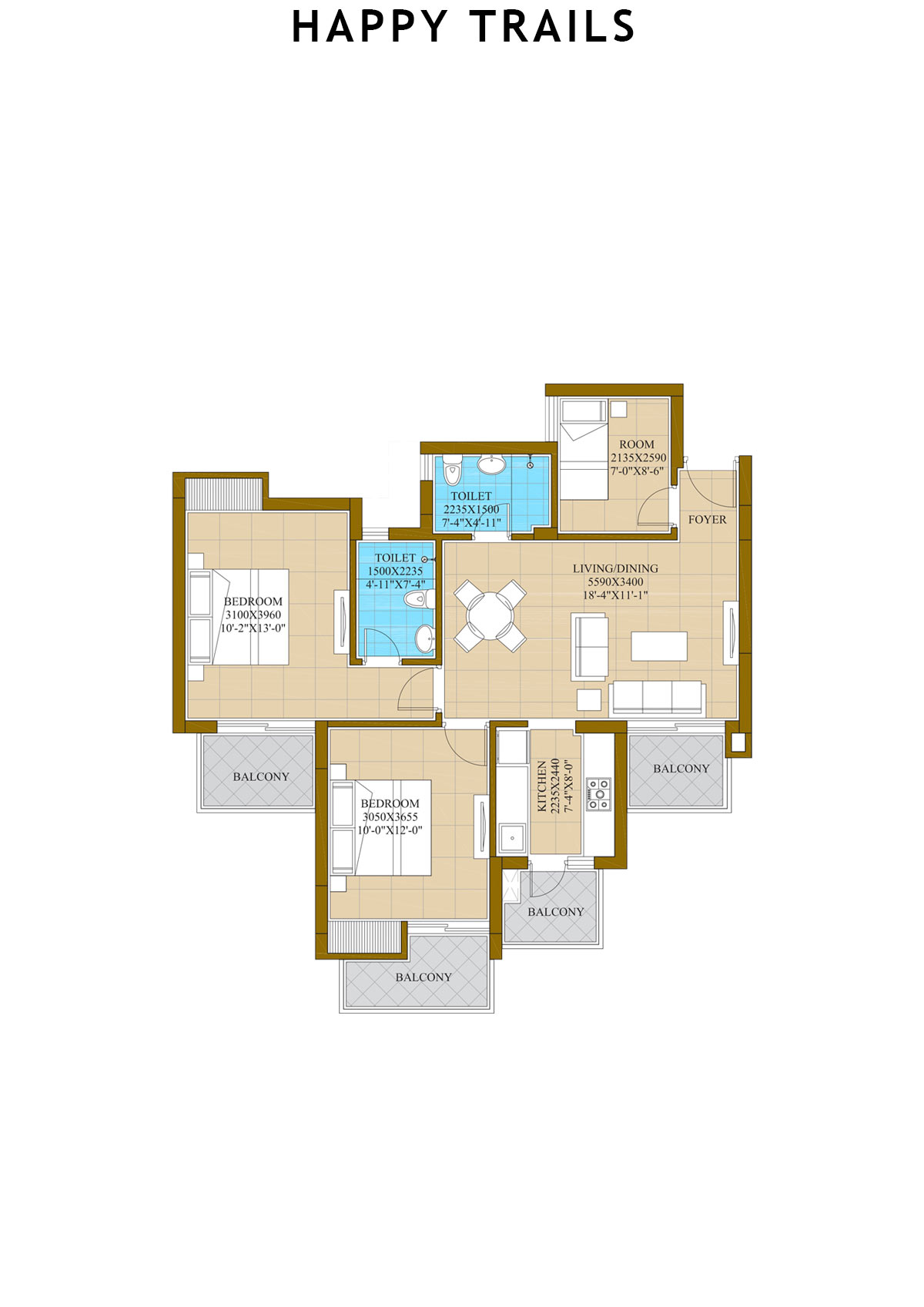 Happy Trails Tower 11 Unit 1 (Type C) Floor Plan
