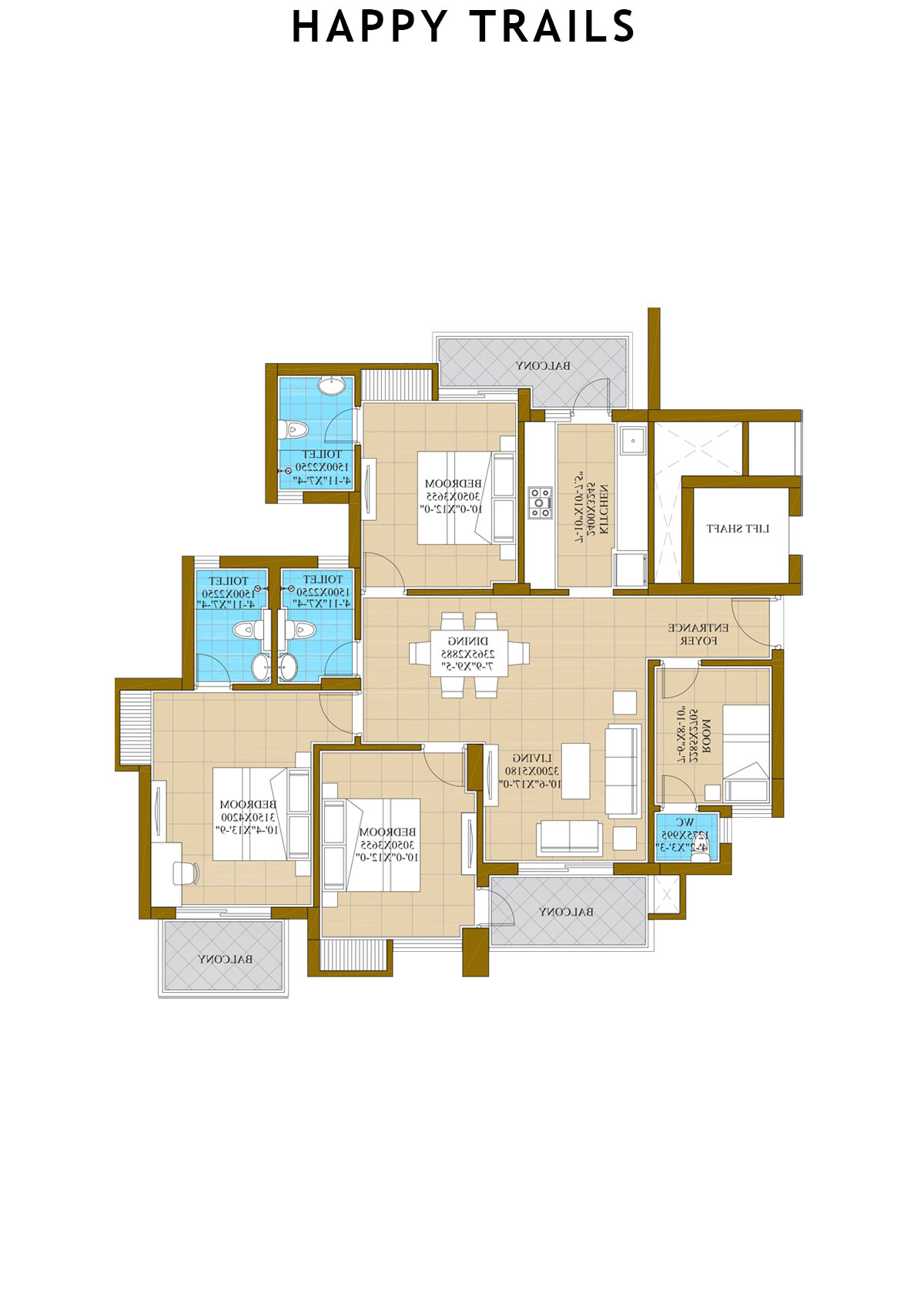 Happy Trails Tower 7 Unit 2 (Type A) Floor Plan