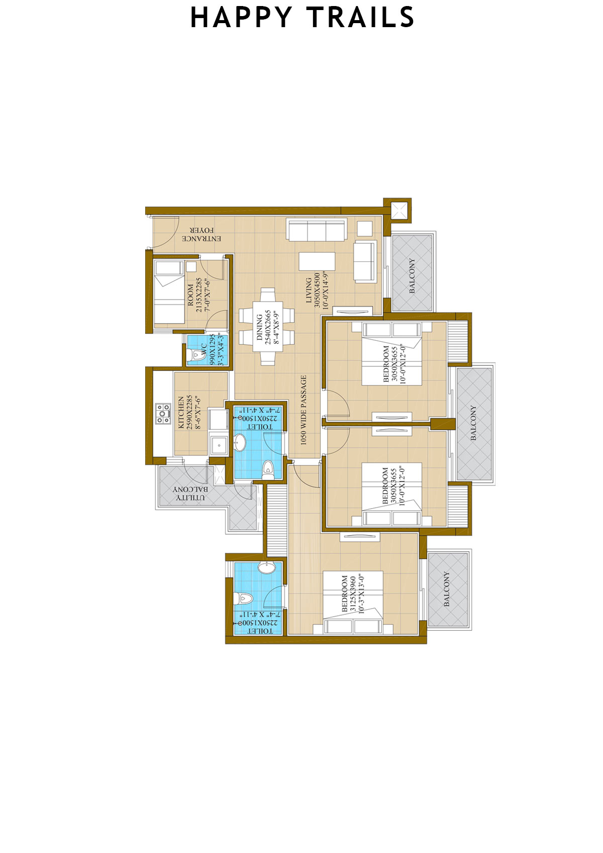 Happy Trails Tower 8 Unit 1 (Type B) Floor Plan