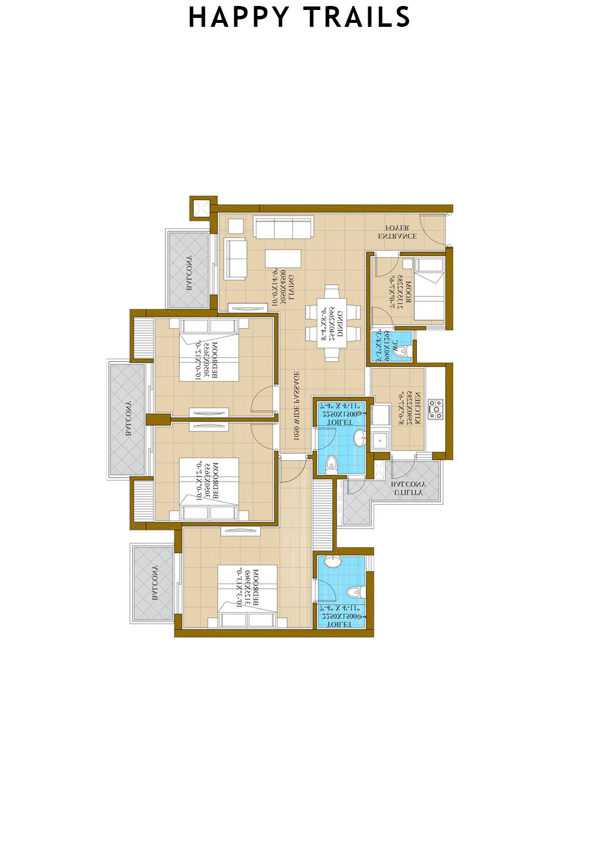 Happy Trails Tower 8 Unit 3 (Type B) Floor Plan