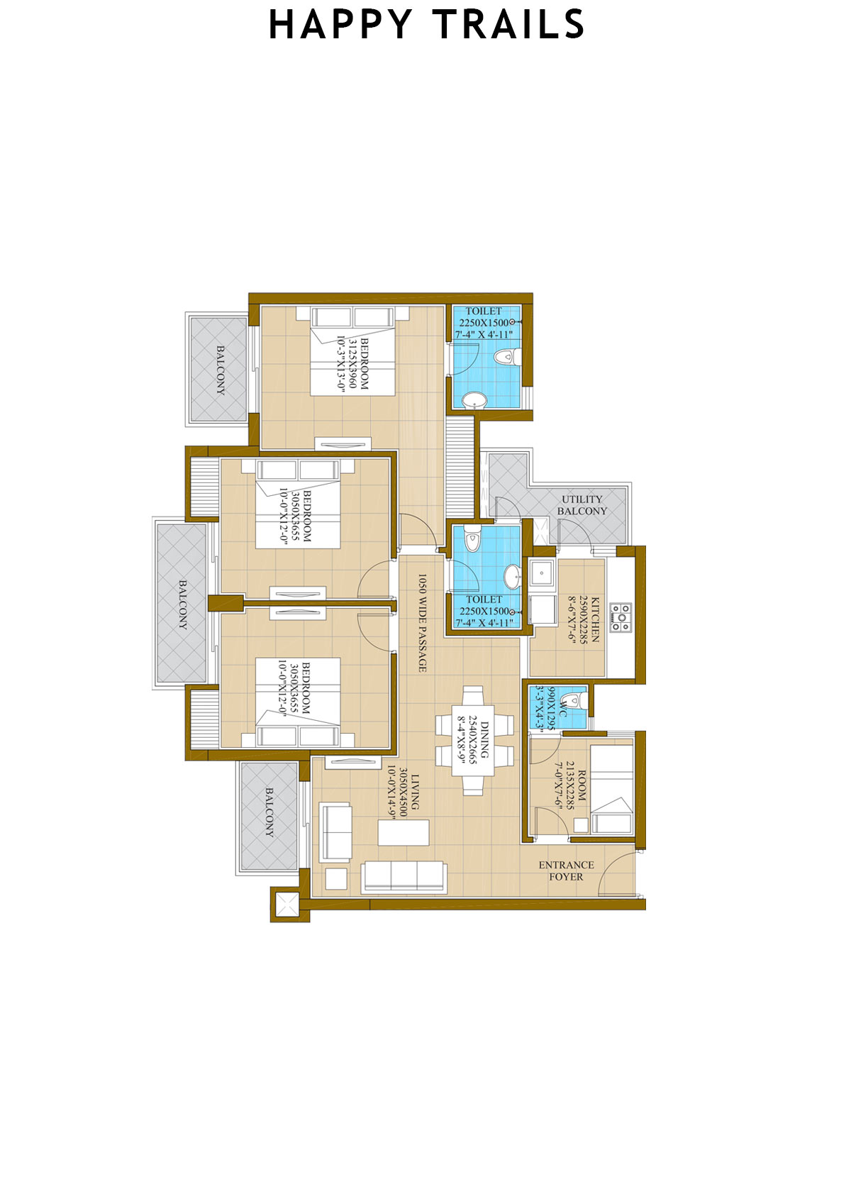 Happy Trails Tower 8 Unit 5 (Type B) Floor Plan
