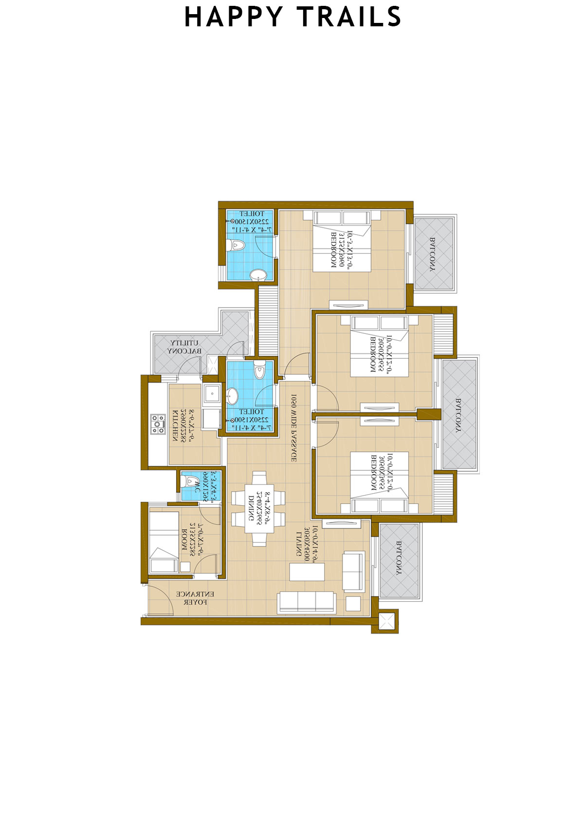 Happy Trails Tower 8 Unit 6 (Type B) Floor Plan