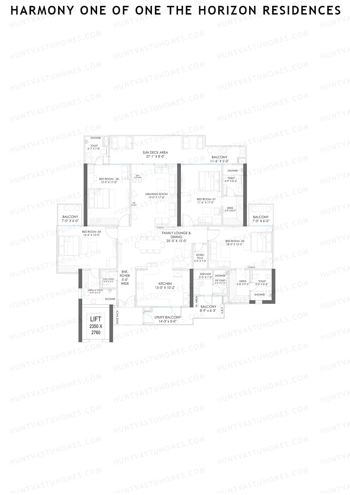 Harmony One Of One The Horizon Residences, Horizon, Unit 2, 4BHK, Super Area 3900   sq ft 