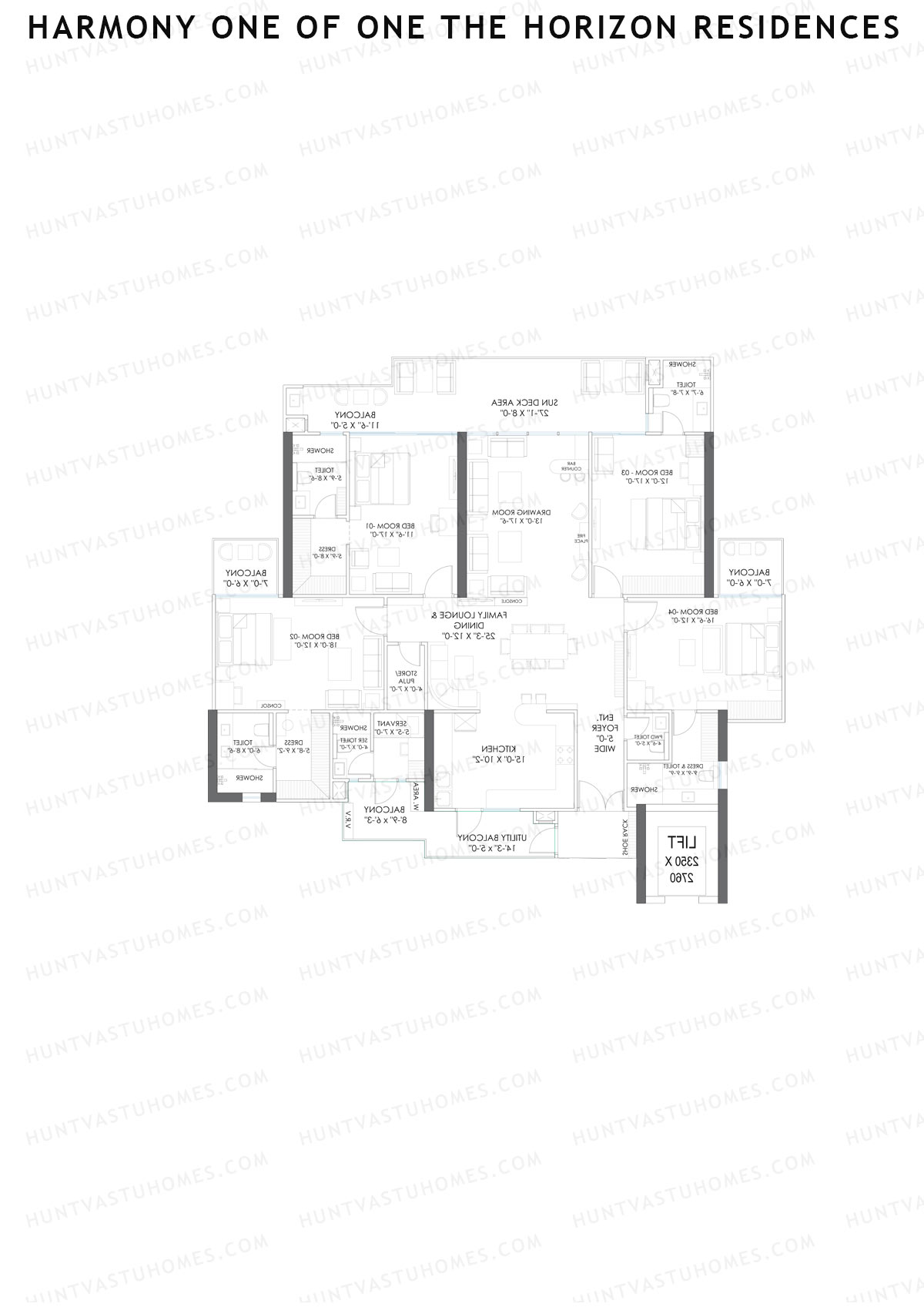 Harmony One Of One The Horizon Residences, Horizon, Unit 3, 4BHK, Super Area 3900   sq ft 