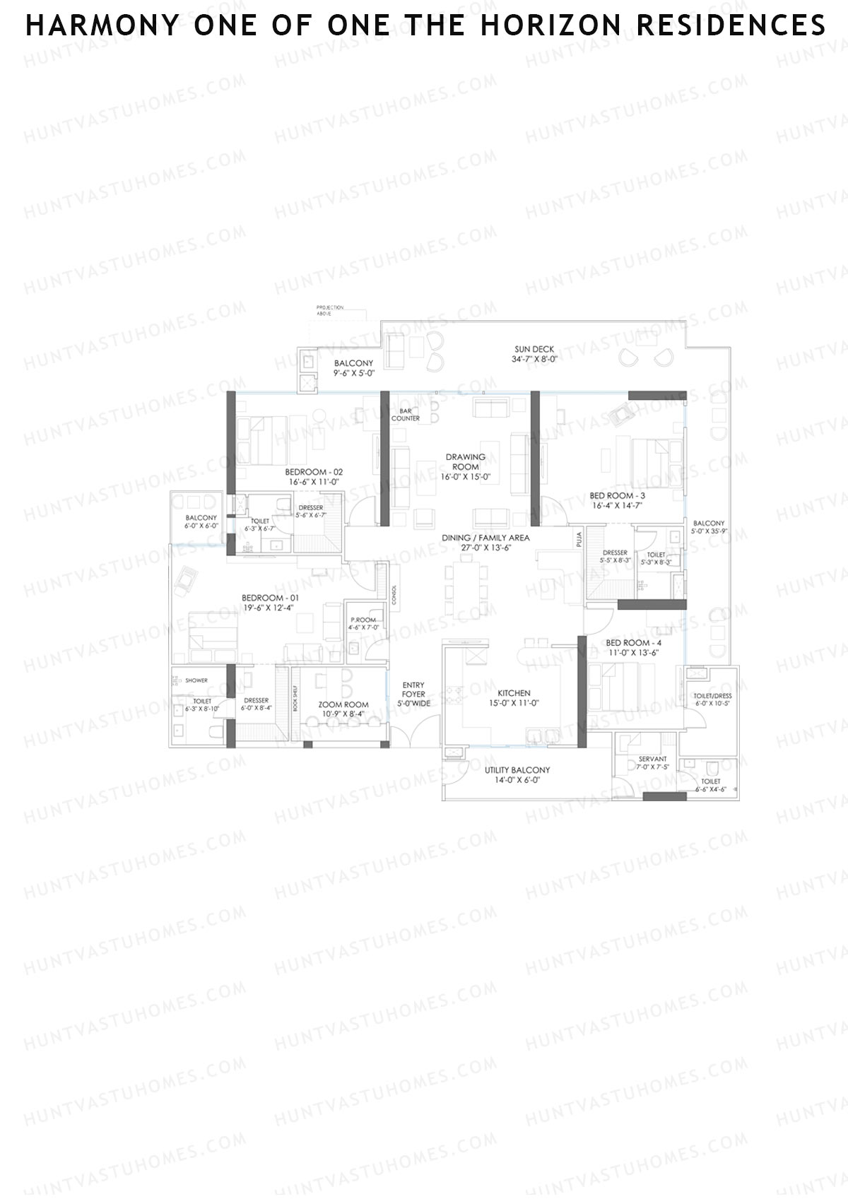 Harmony One Of One The Horizon Residences, Horizon, Unit 4, 4BHK, Super Area 4465   sq ft 