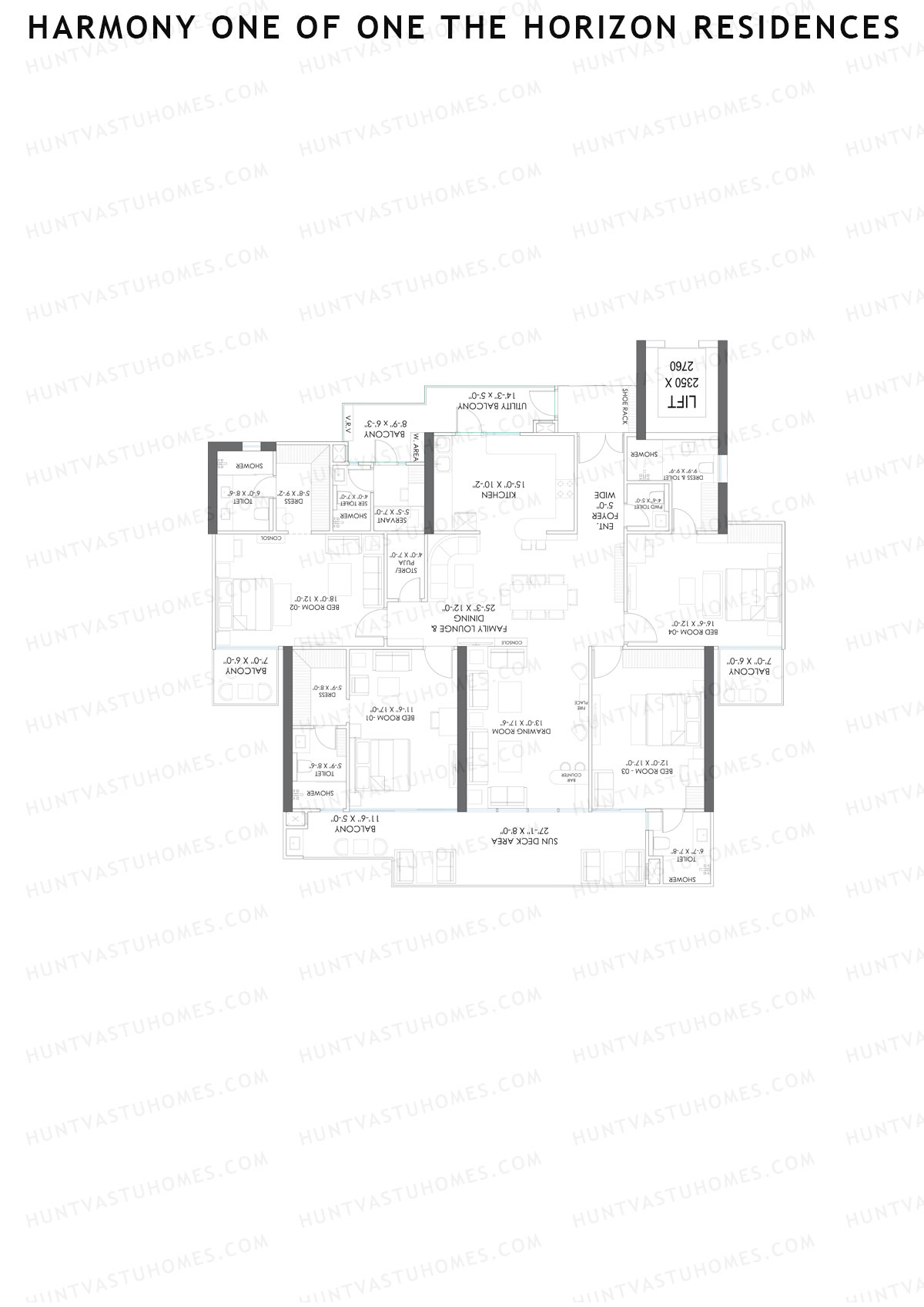 Harmony One Of One The Horizon Residences, Horizon, Unit 6, 4BHK, Super Area 3900   sq ft 